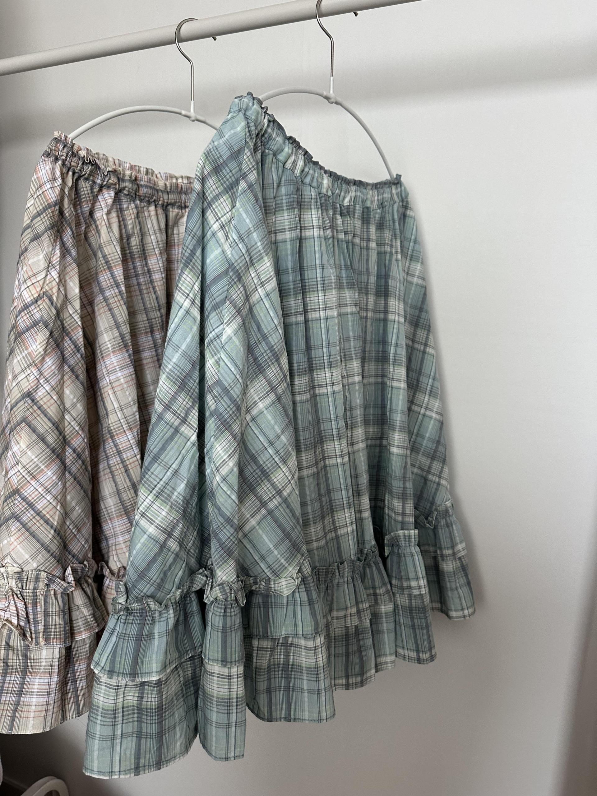 matilda check skirt (right mint/right yellow)