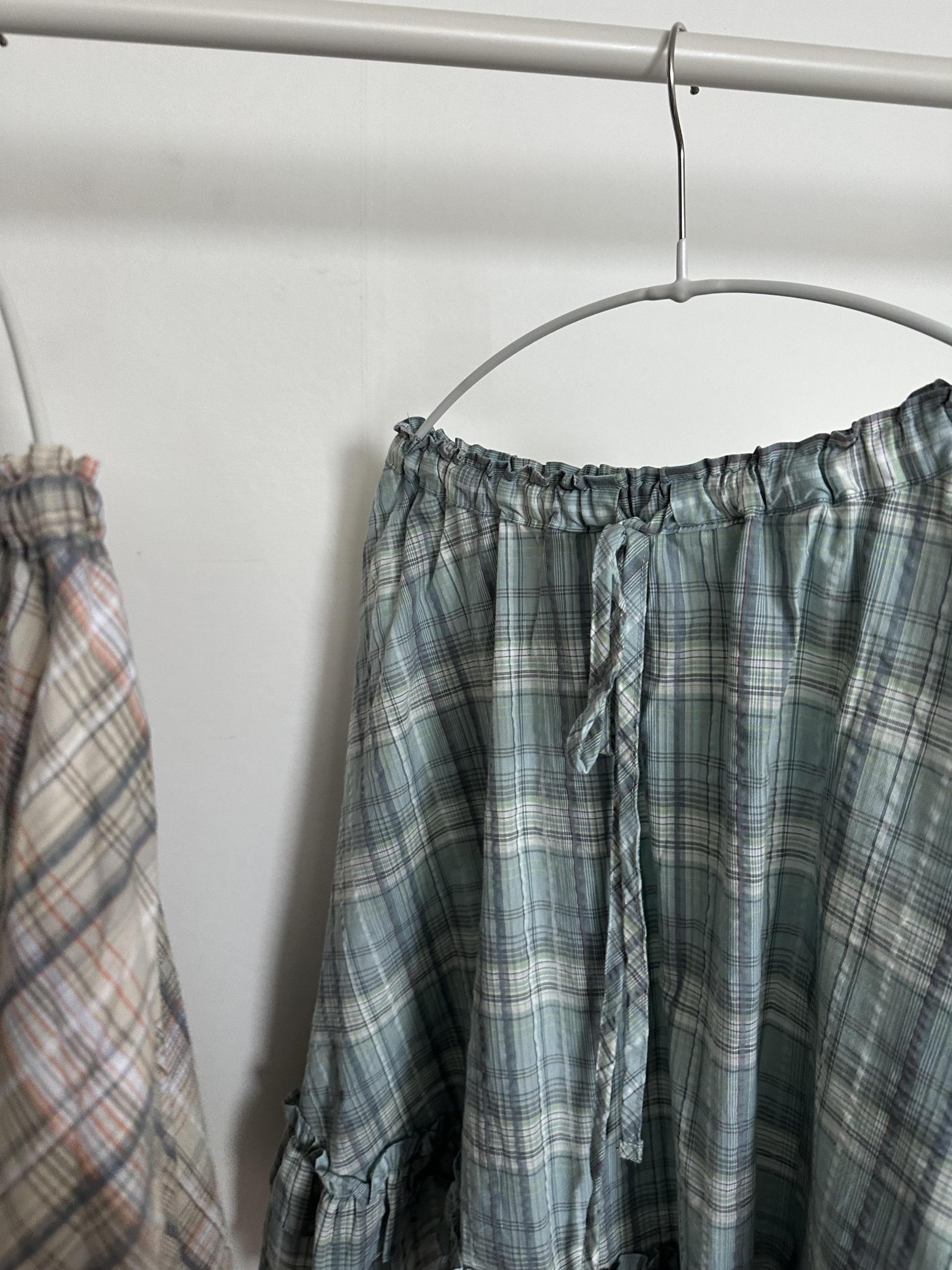 matilda check skirt (right mint/right yellow)