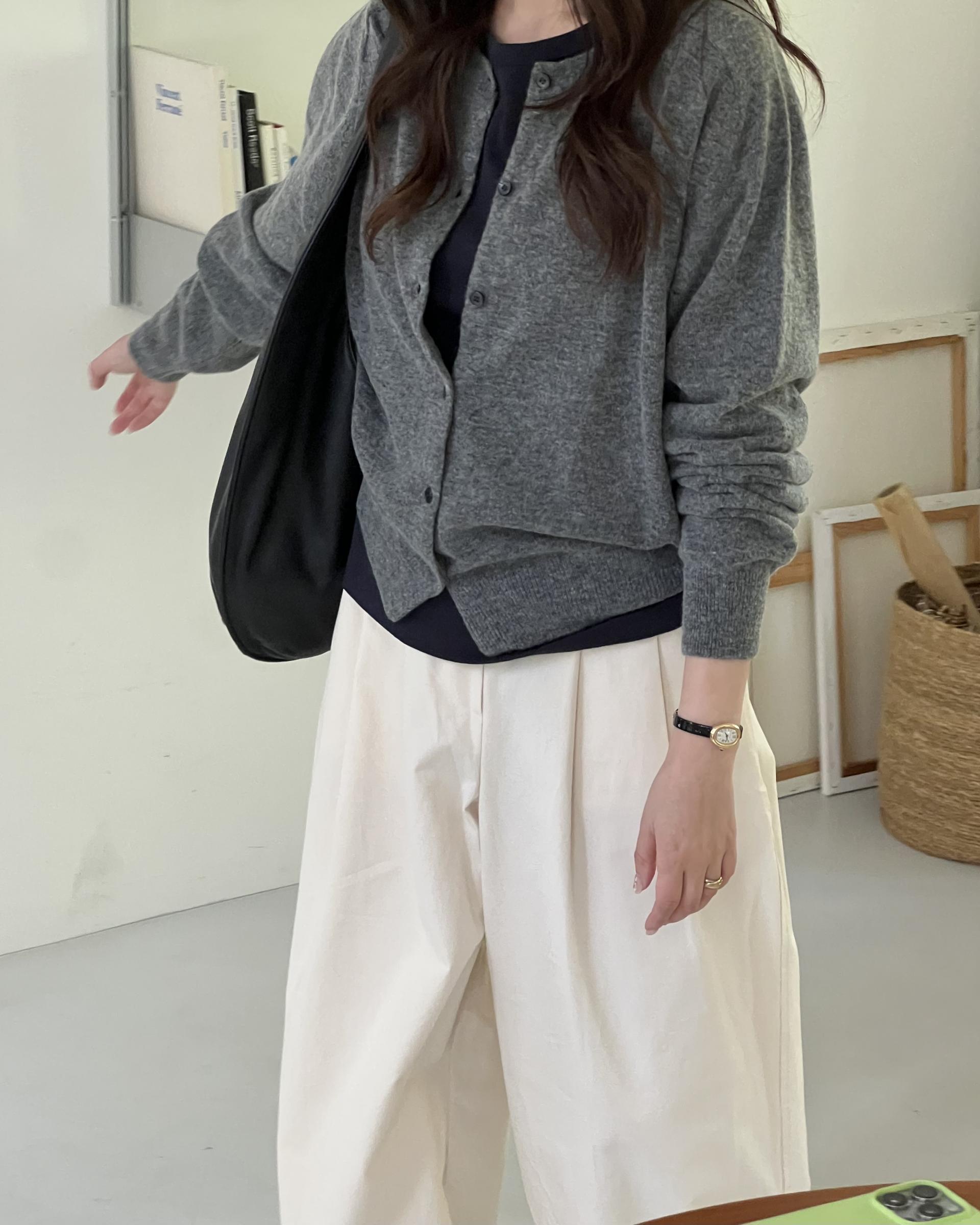 cotton pintuck pants (navy/cream/khaki)