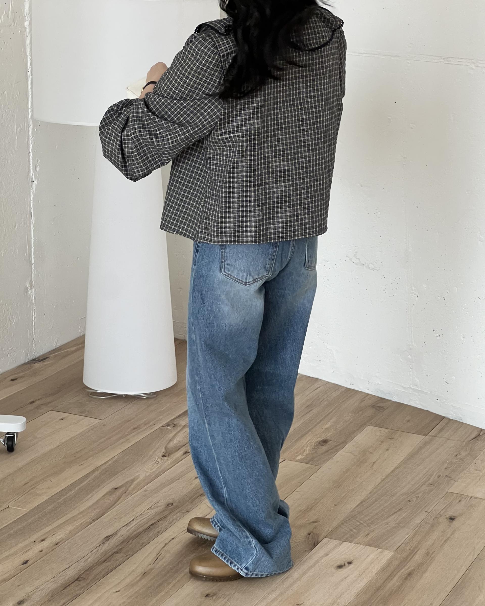 sally frill blouse (check)