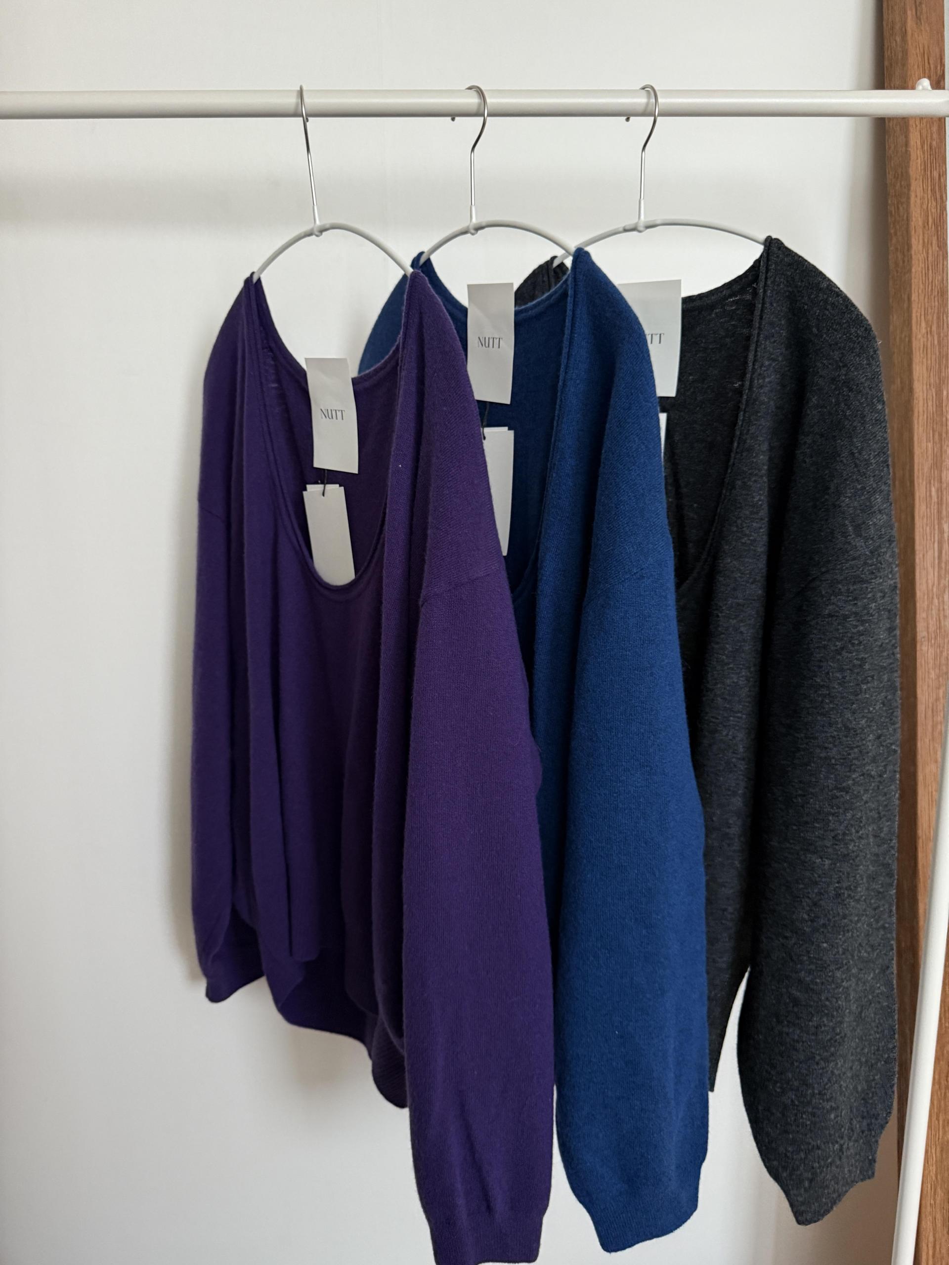 fuego u-neck knit (purple/charcoal/blue/pale grey)