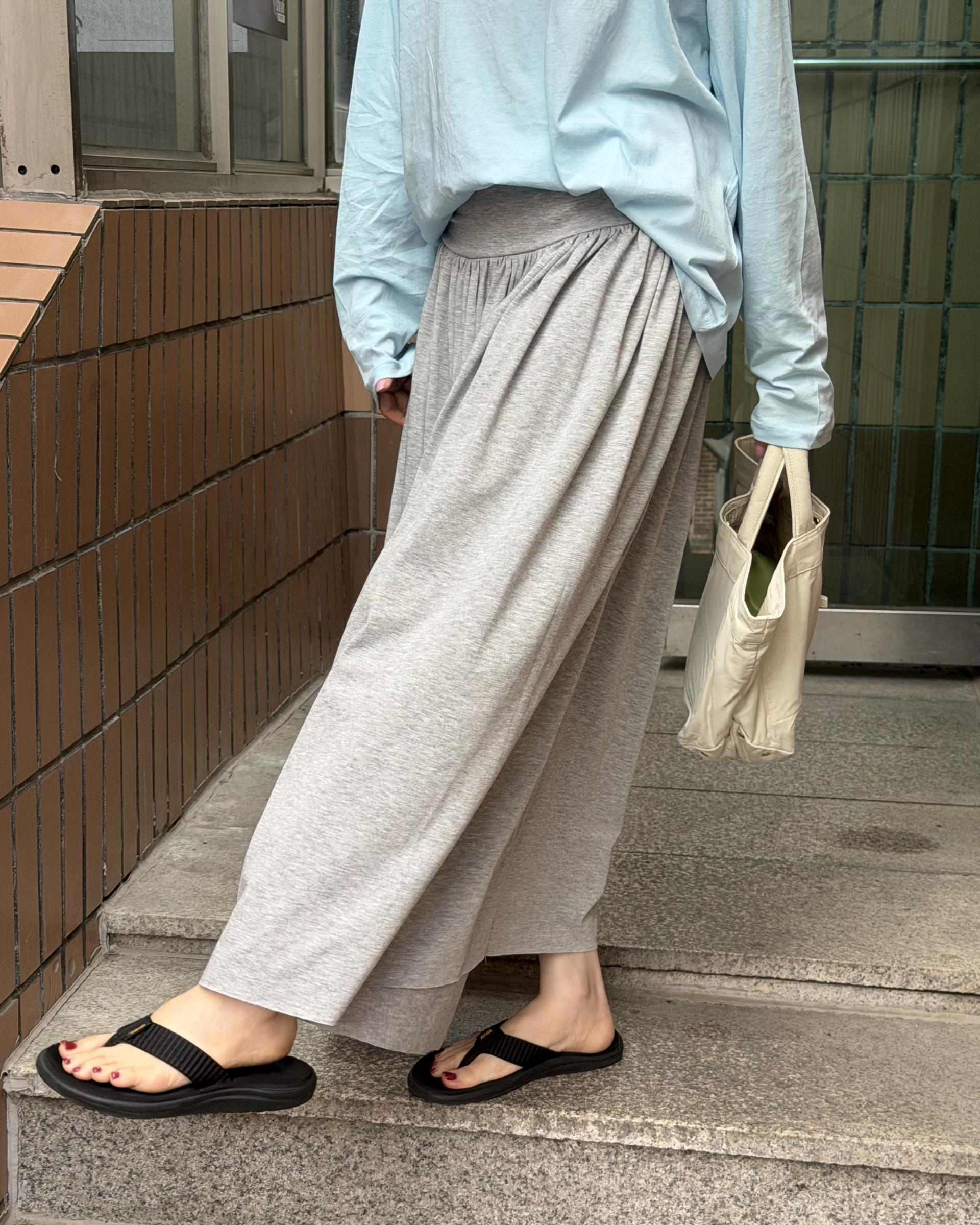 make shirring skirt (navy/grey)