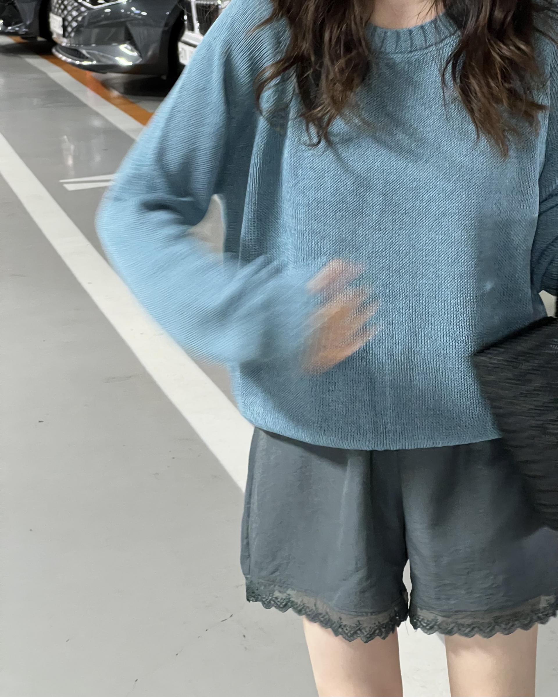 meet round knit(turkish blue/cream)