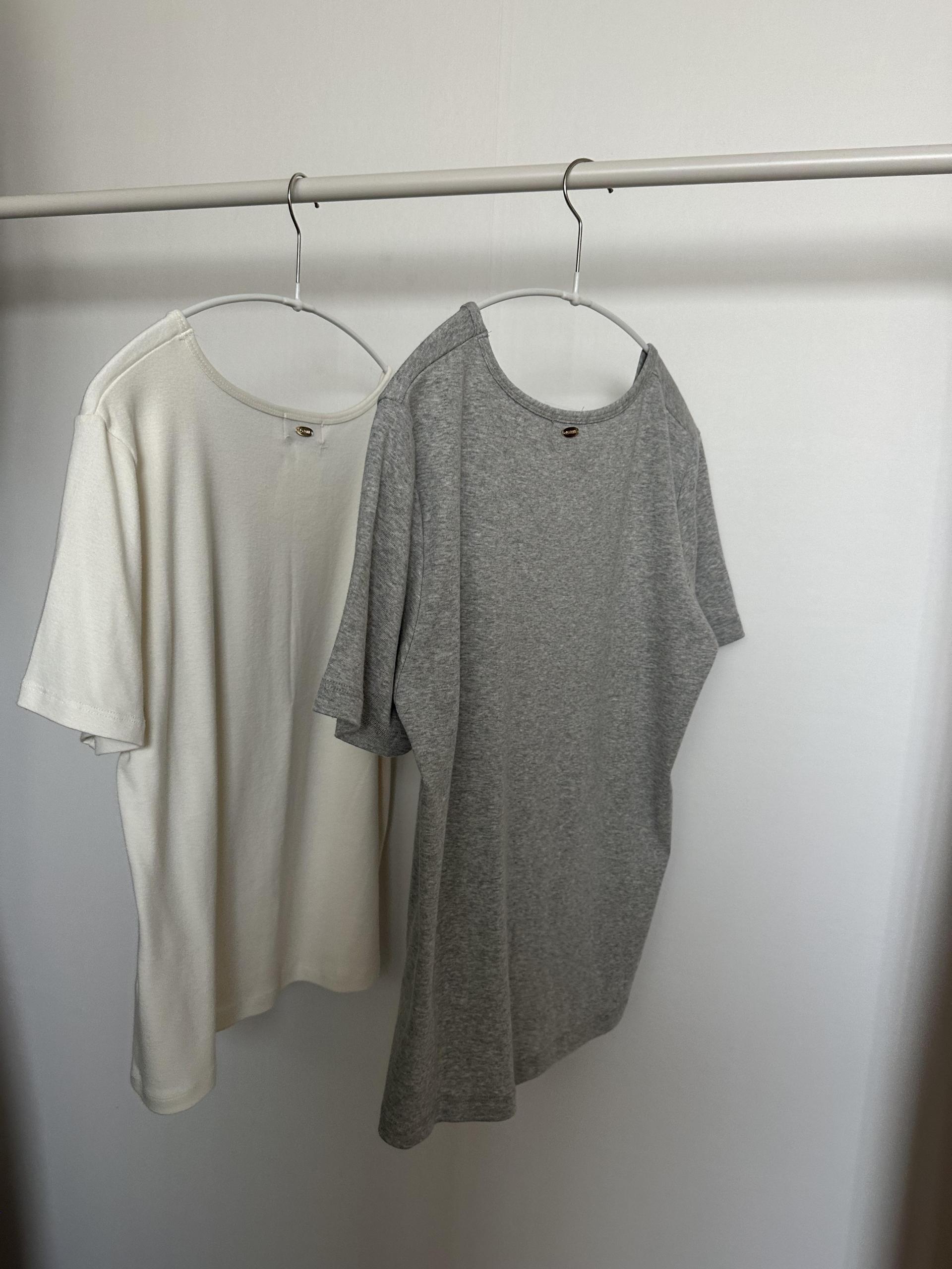 hul u-neck top (cream/melange grey)