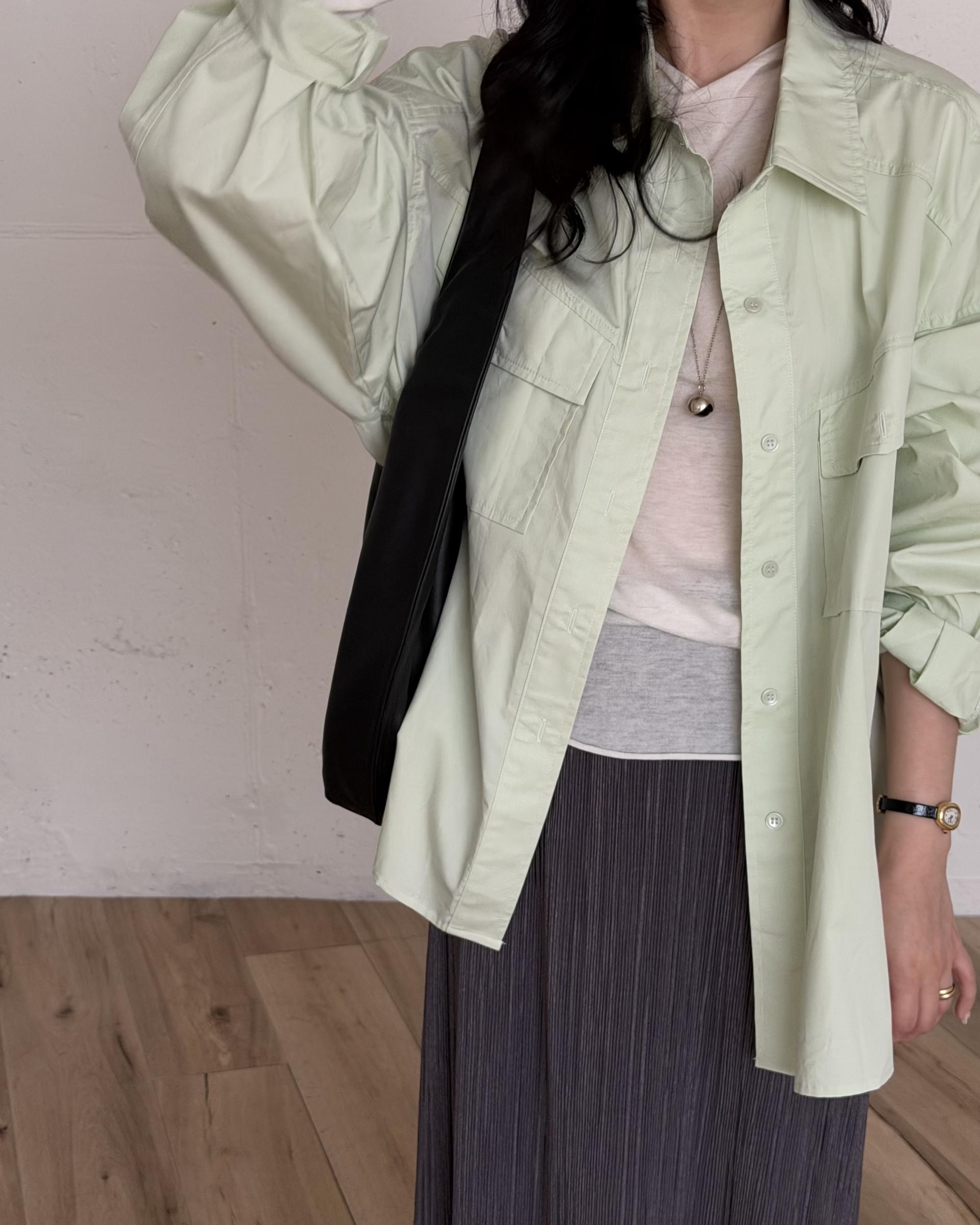 over pocket shirt (mint/charcoal)