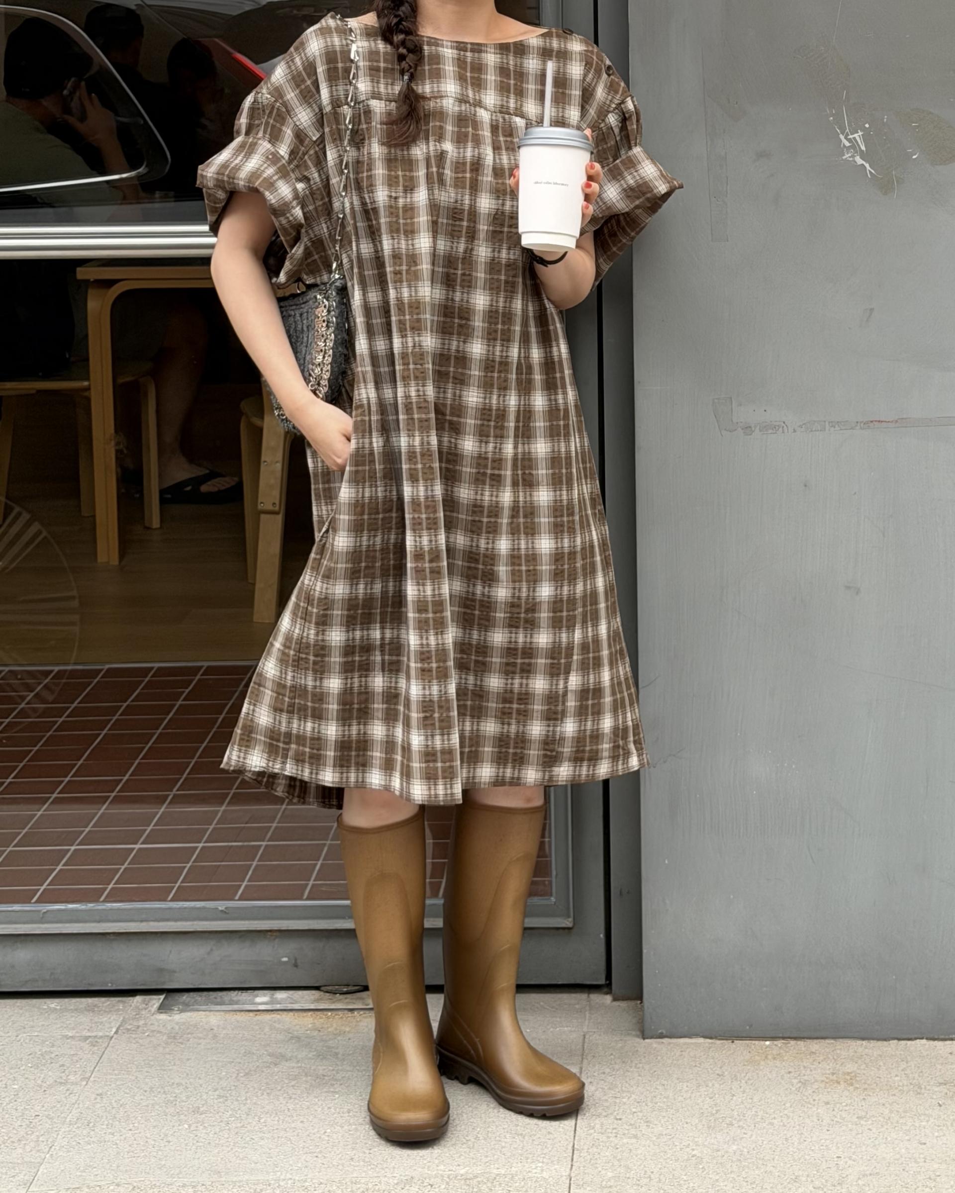 brioche check dress (mocha)