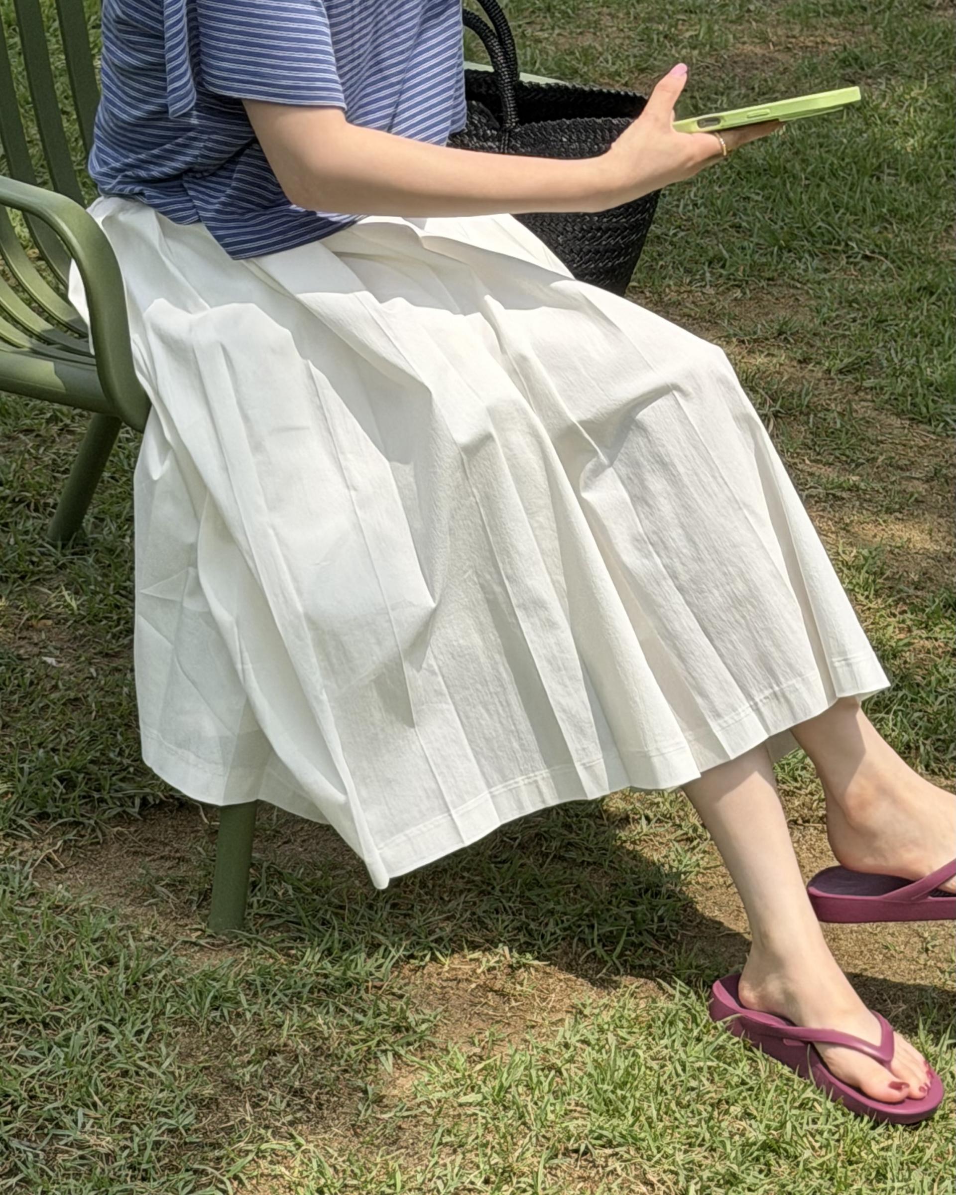 madeleine pleats skirt (check/cream)