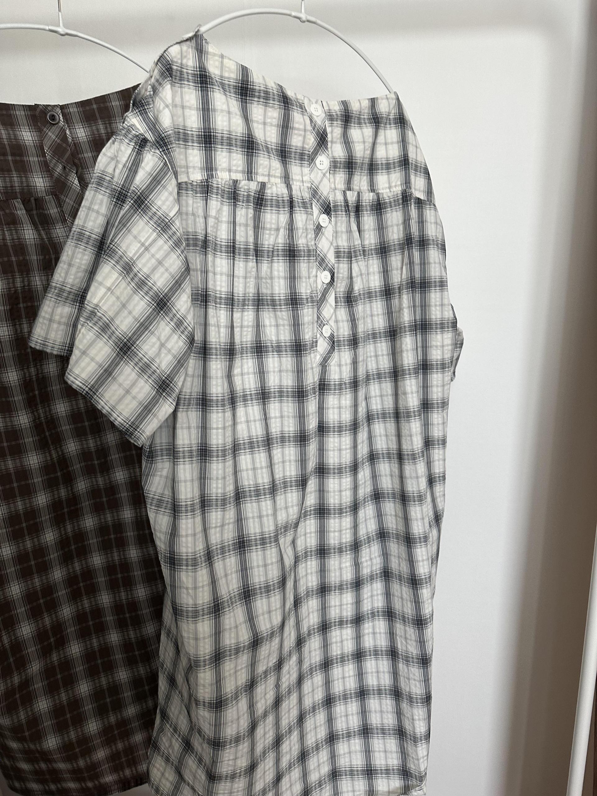 brioche check dress (cream)