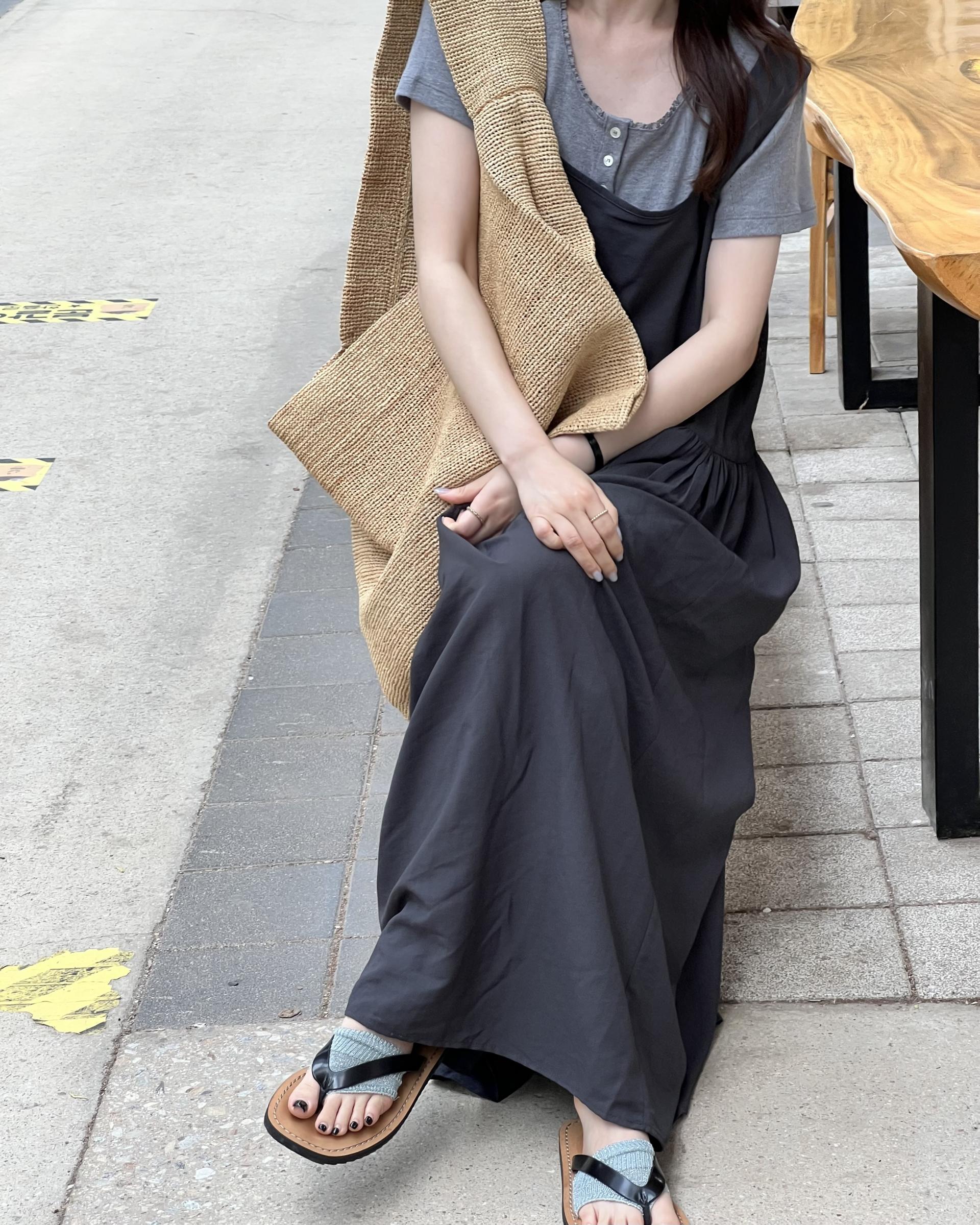 oatmeal dress (charcoal/cream)