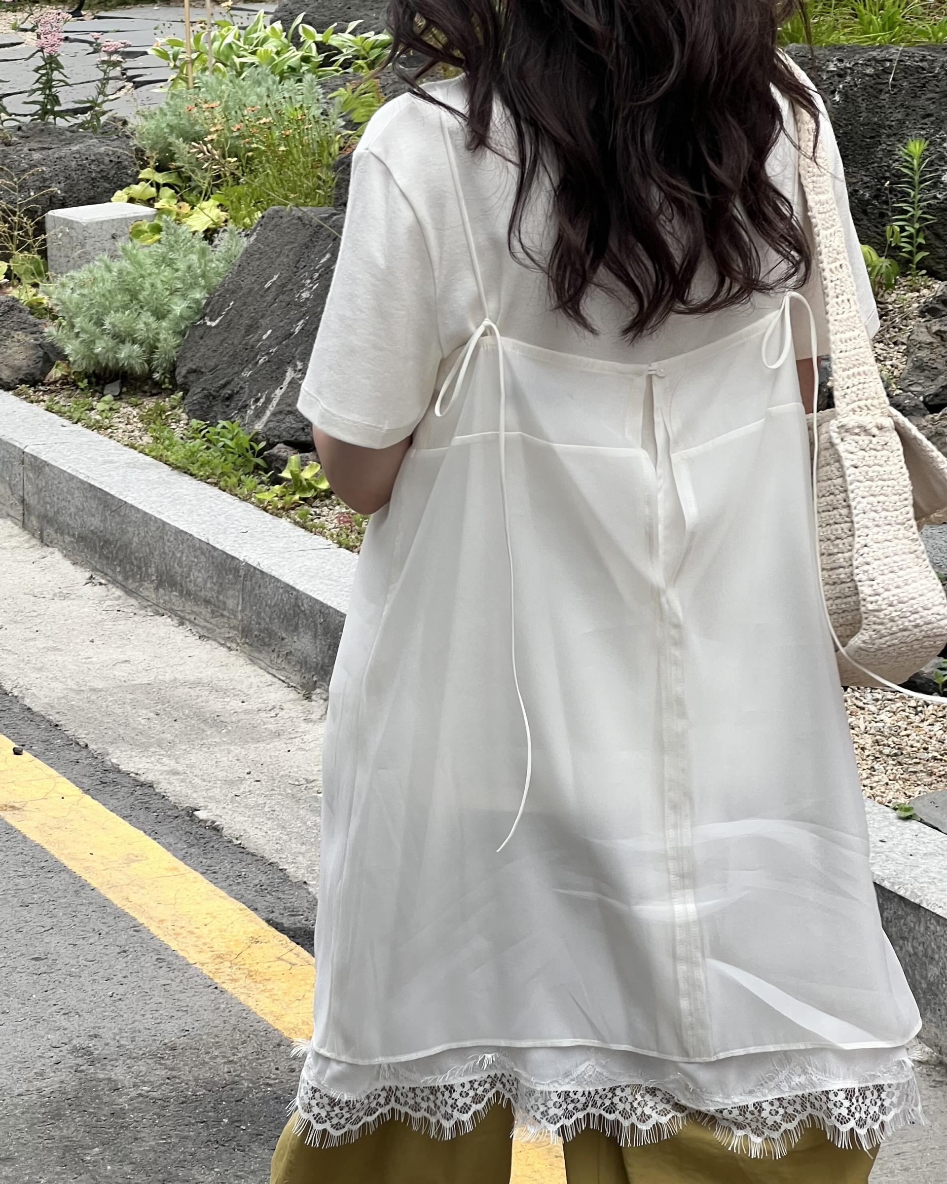 sheer layered dress (cream/dusty pink)