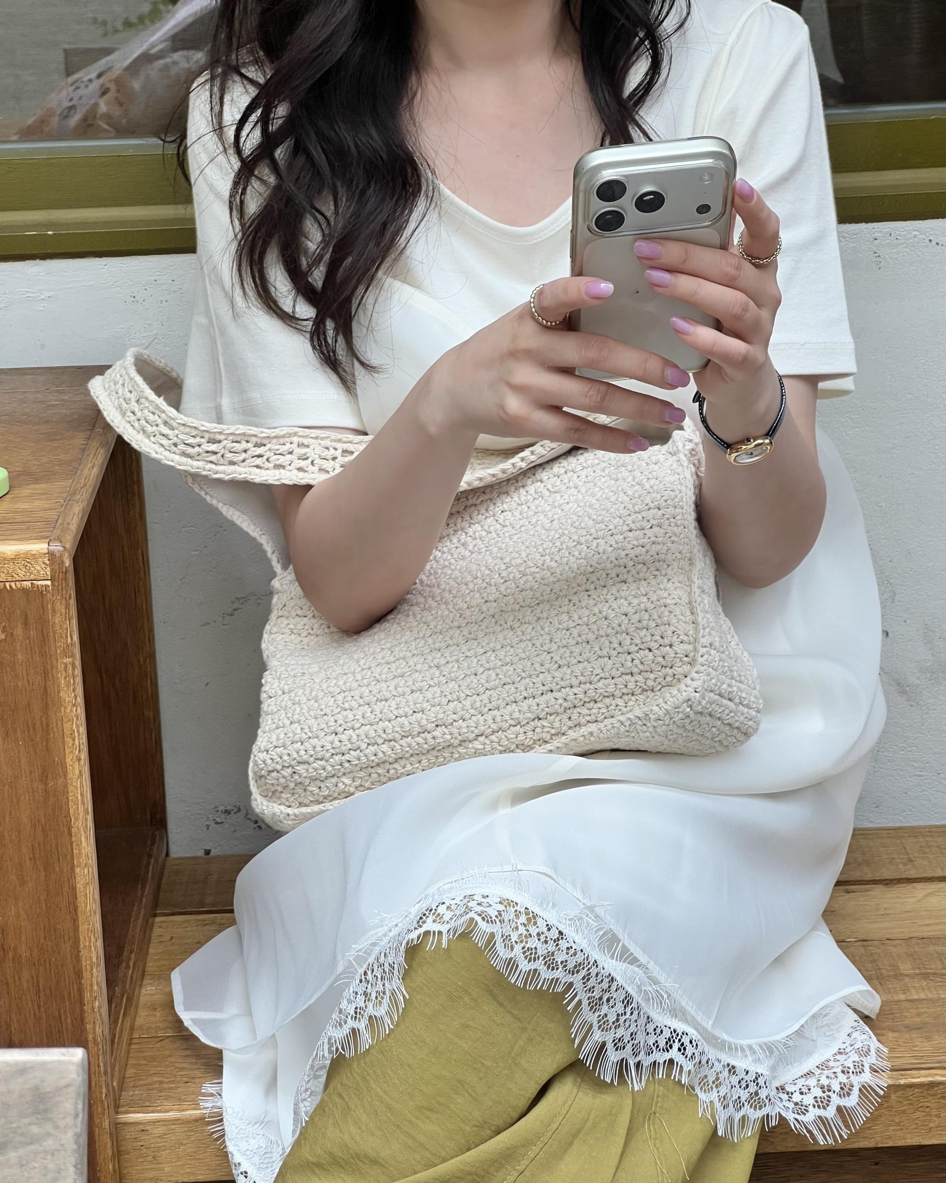 hul u-neck top (cream/melange grey)