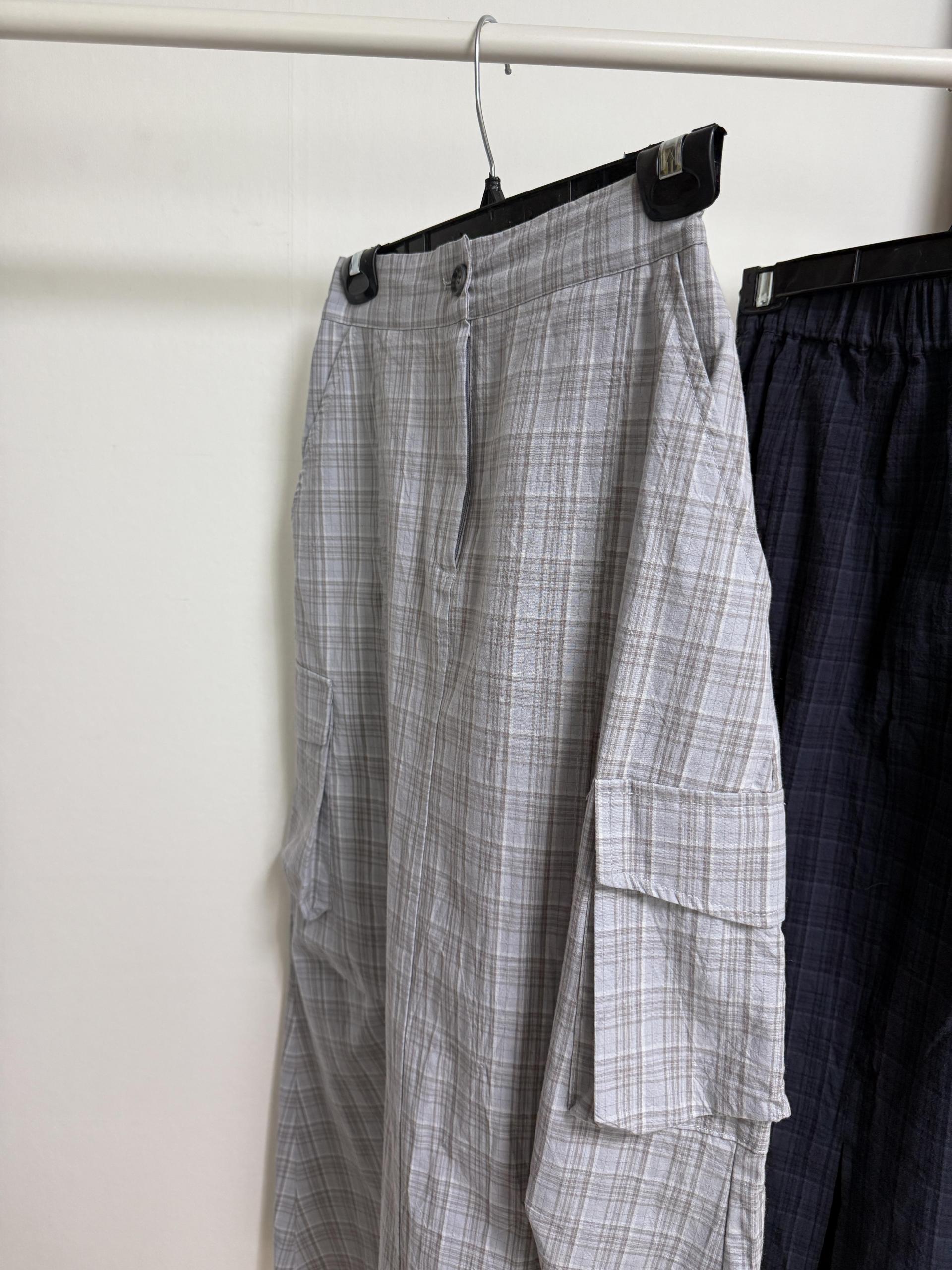 teddy check skirt (grey/navy)