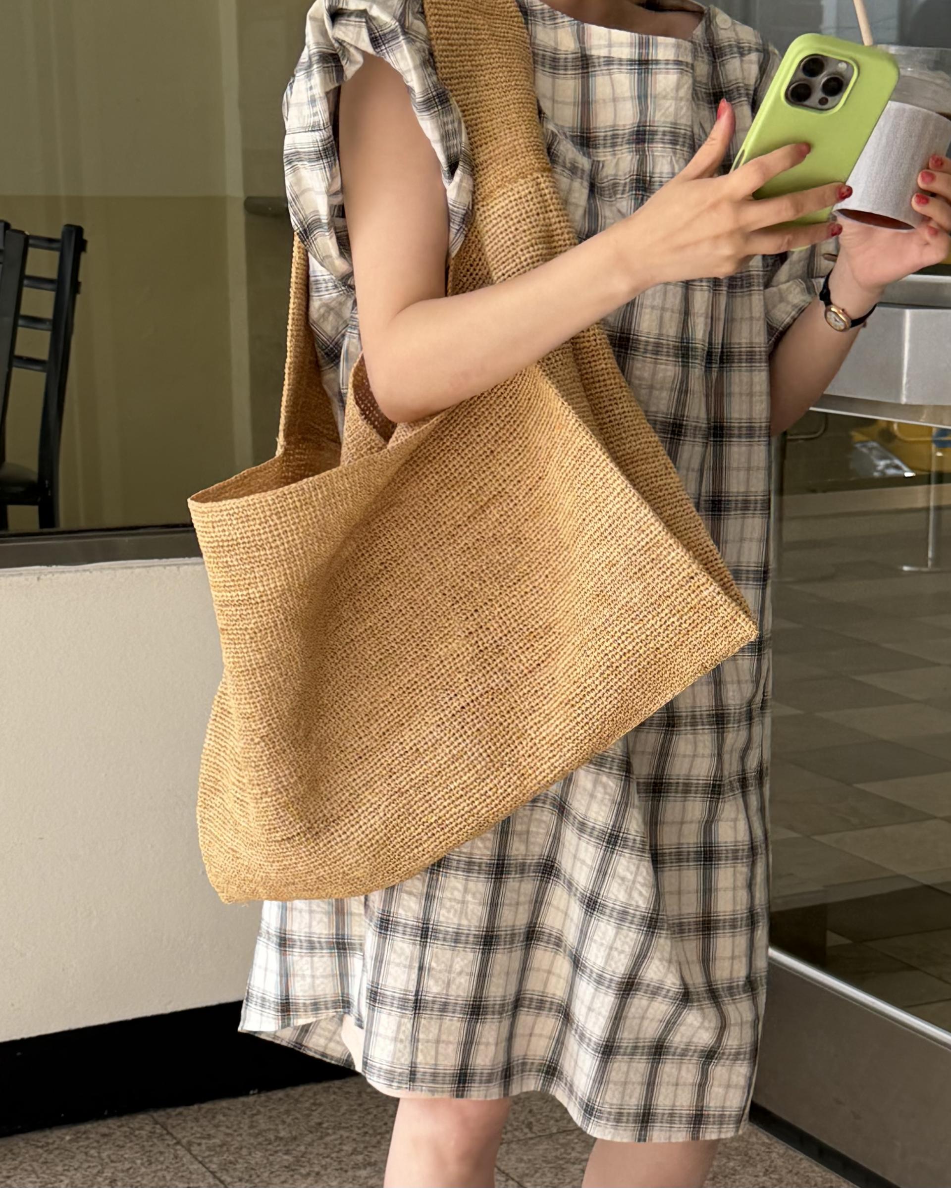 brioche check dress (cream)