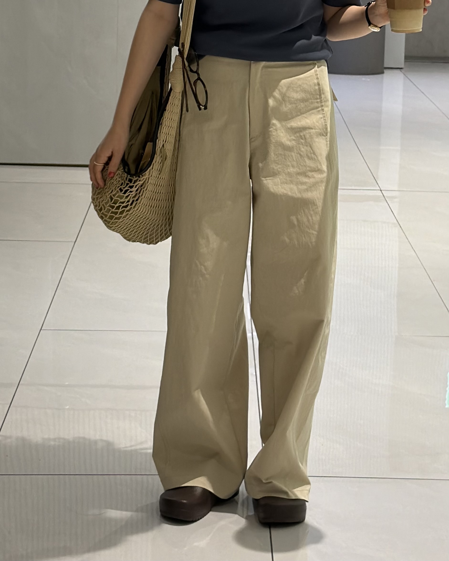 sand cotton pants (milk beige)