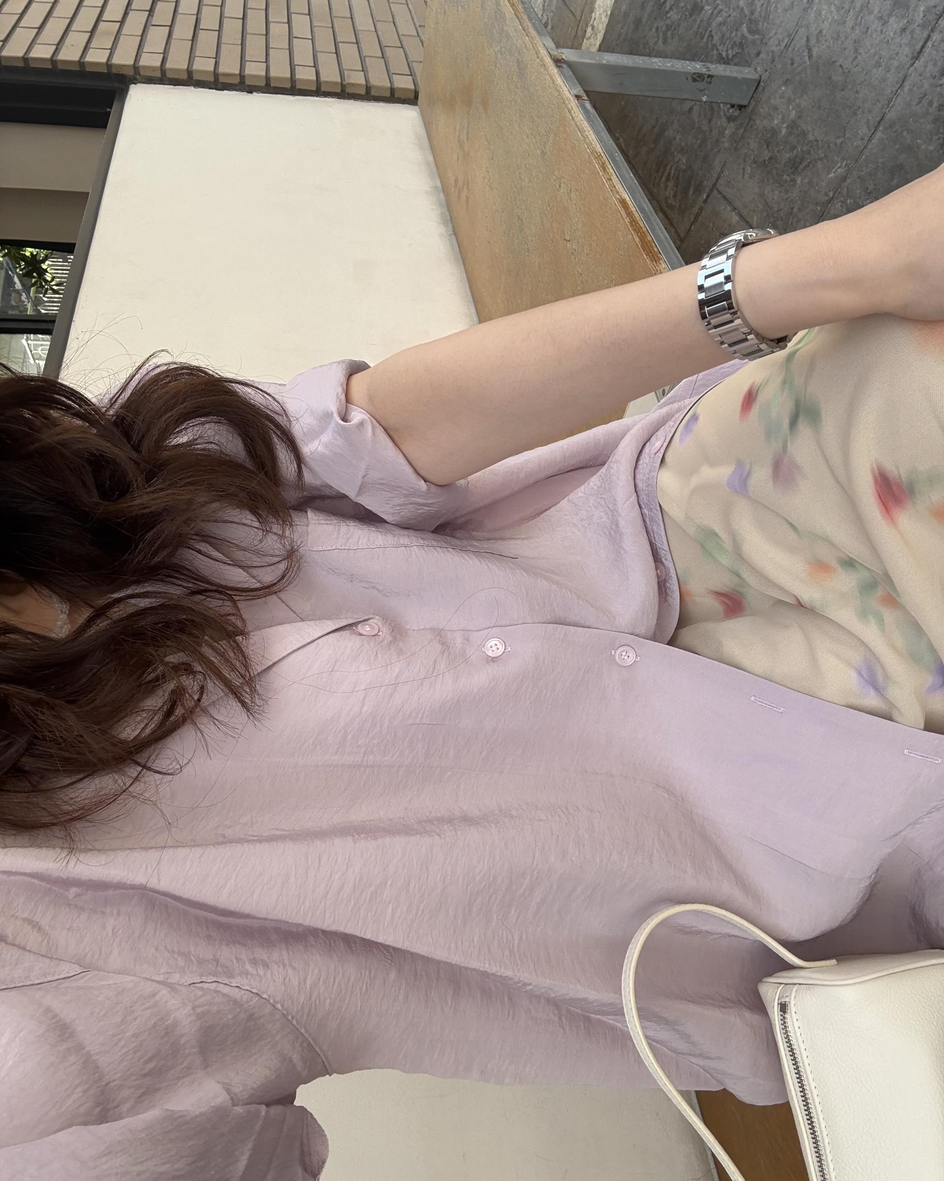 gloss half shirt (cream/lilac)