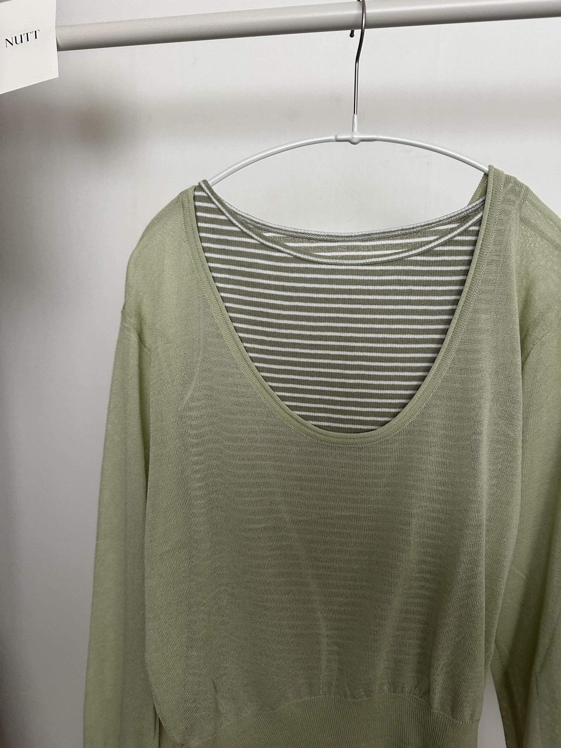 salt stripe sleeveless (blue/charcoal/pale grey/pale khaki)