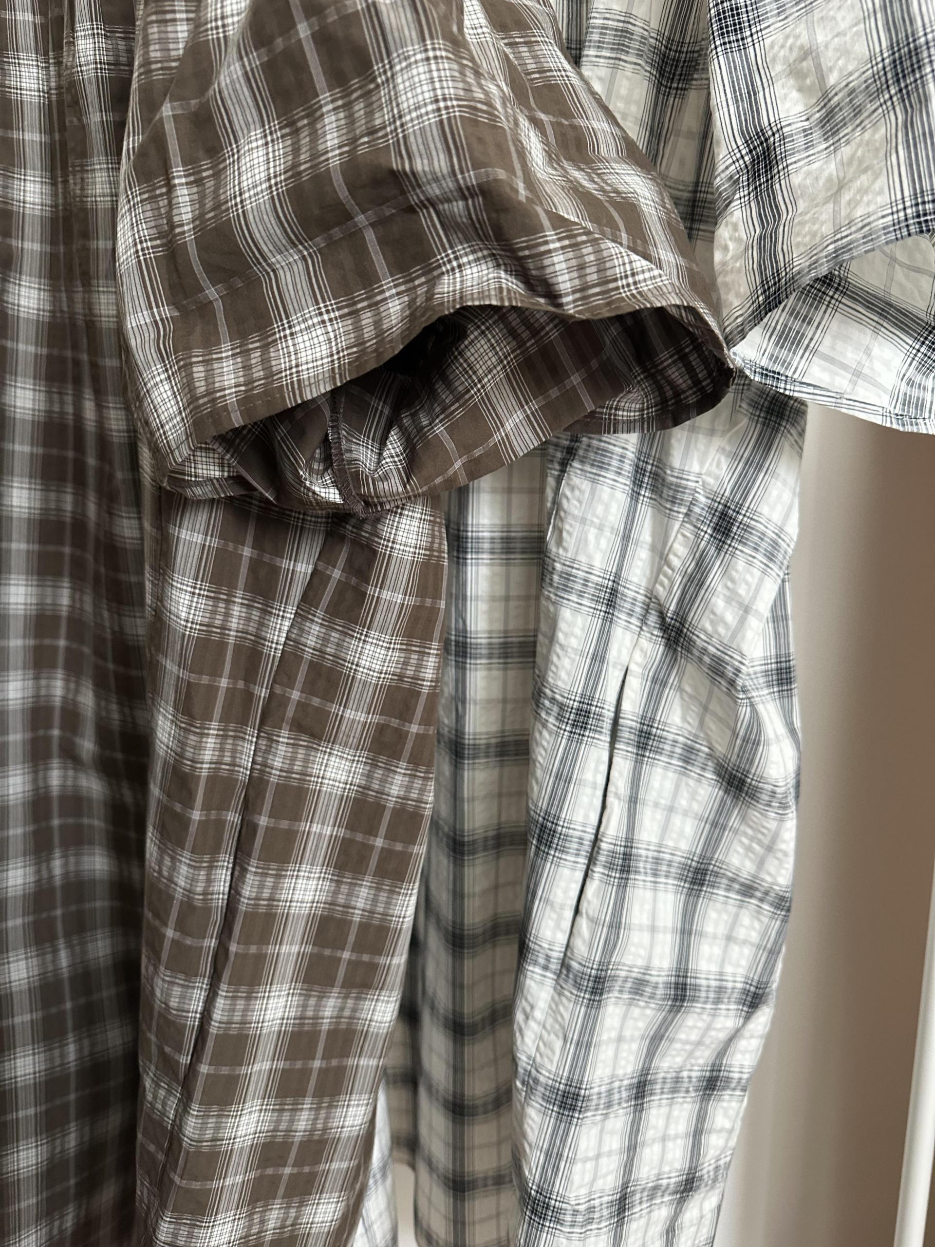 brioche check dress (cream)
