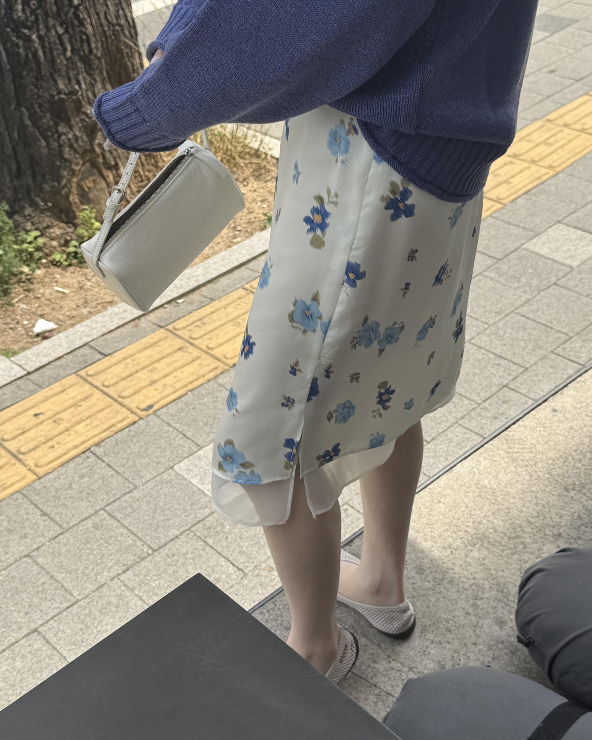 zen flower skirt (cream/mint)
