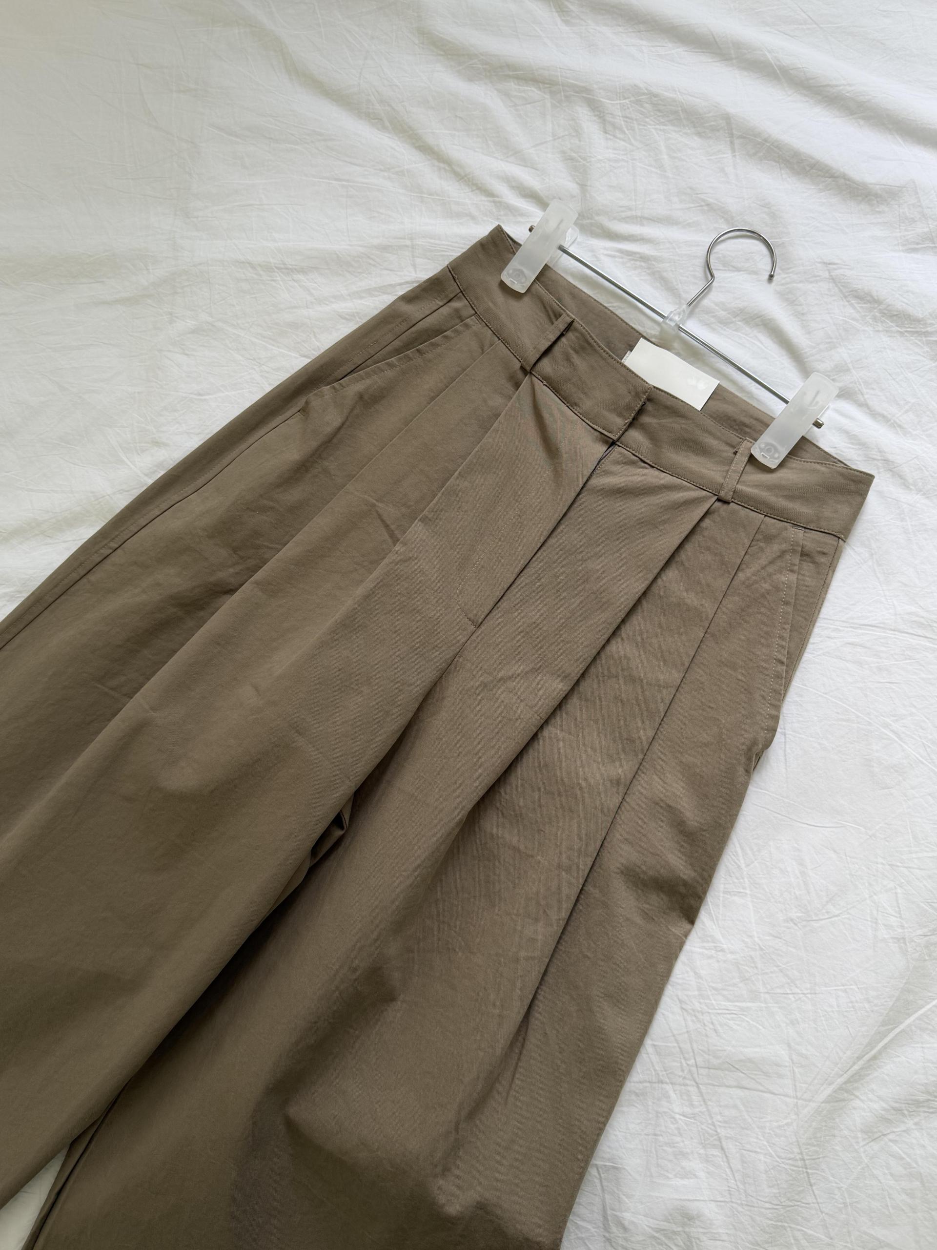 cotton pintuck pants (navy/cream/khaki)