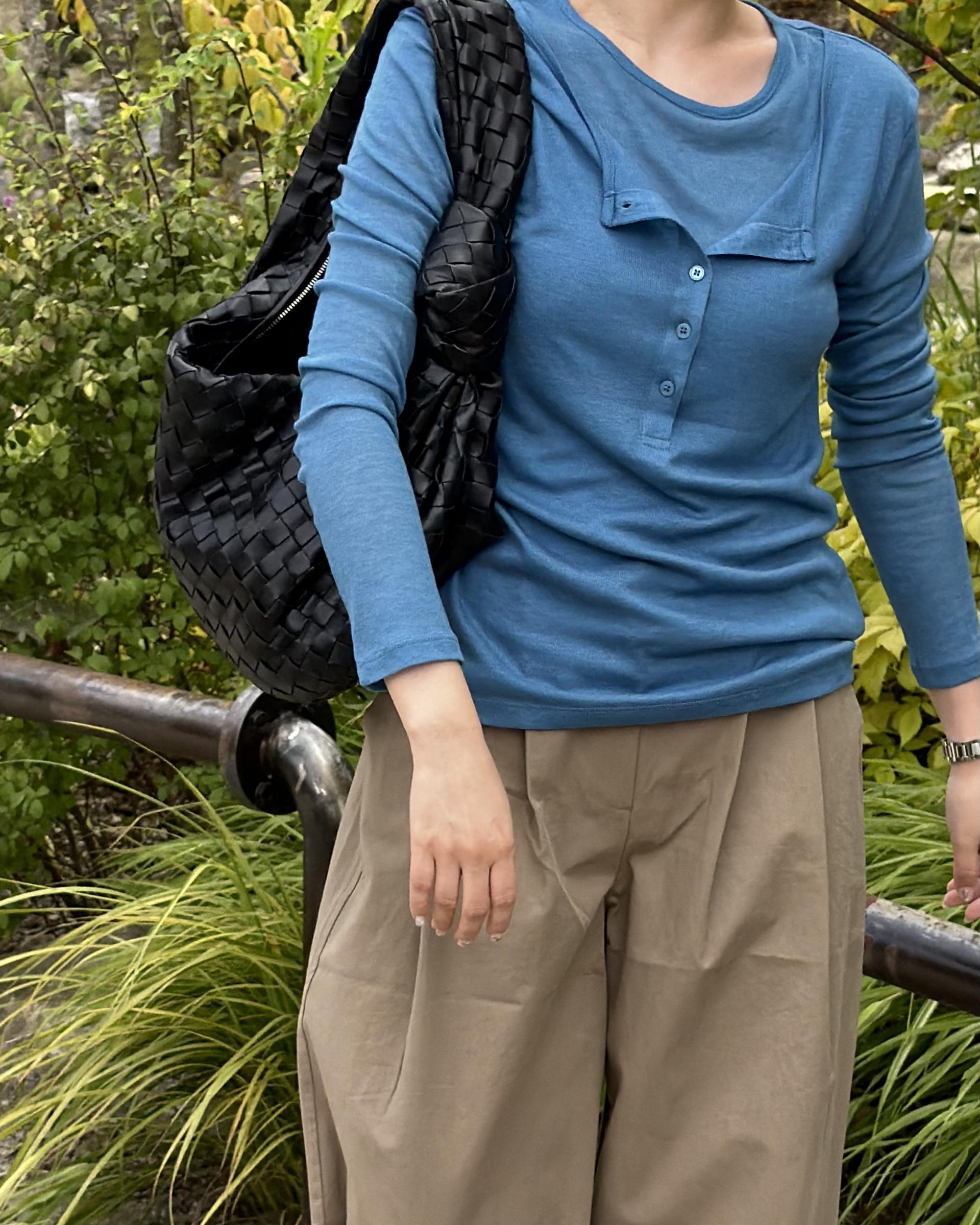 cotton pintuck pants (navy/cream/khaki)