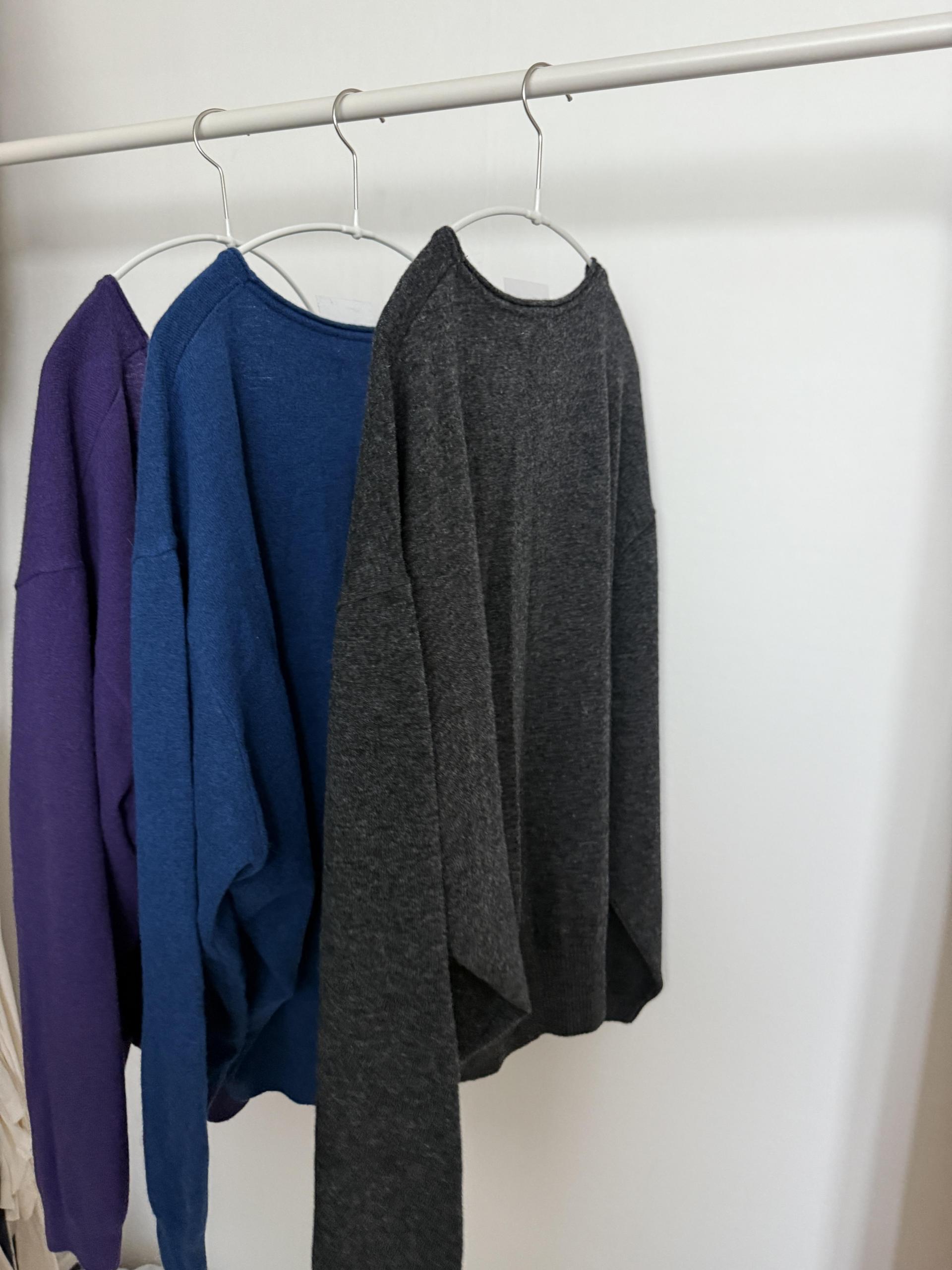 fuego u-neck knit (purple/charcoal/blue/pale grey)