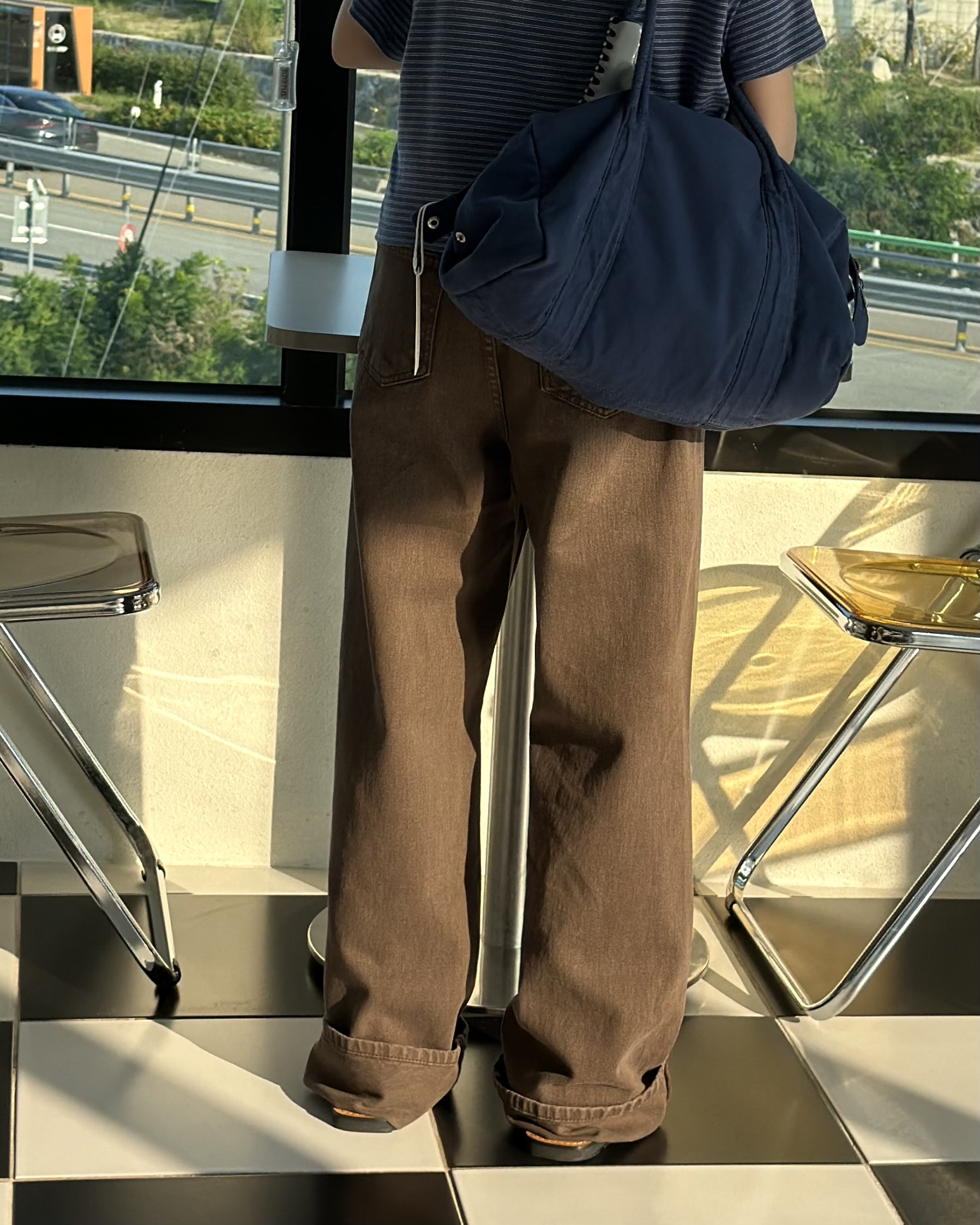 moon dying pants (brown/blue)