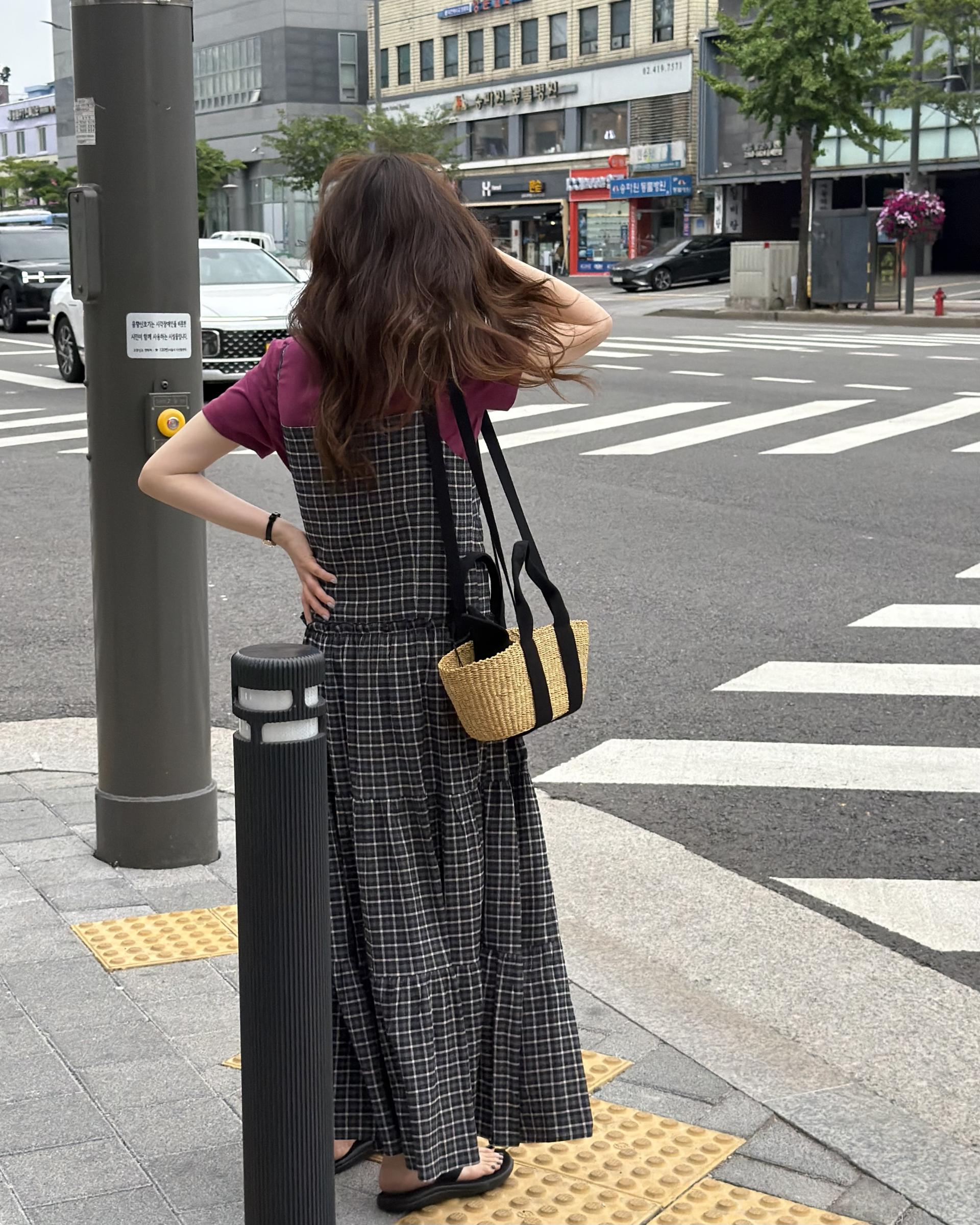 kate check dress (black/blue)