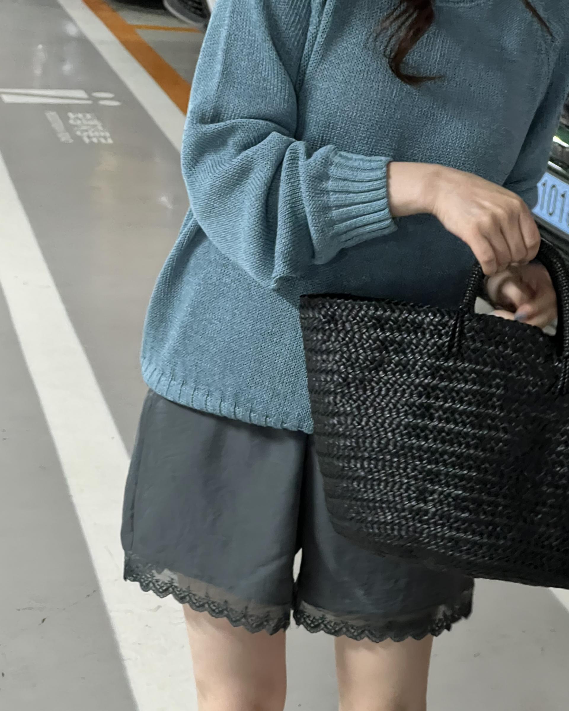 meet round knit(turkish blue/cream)