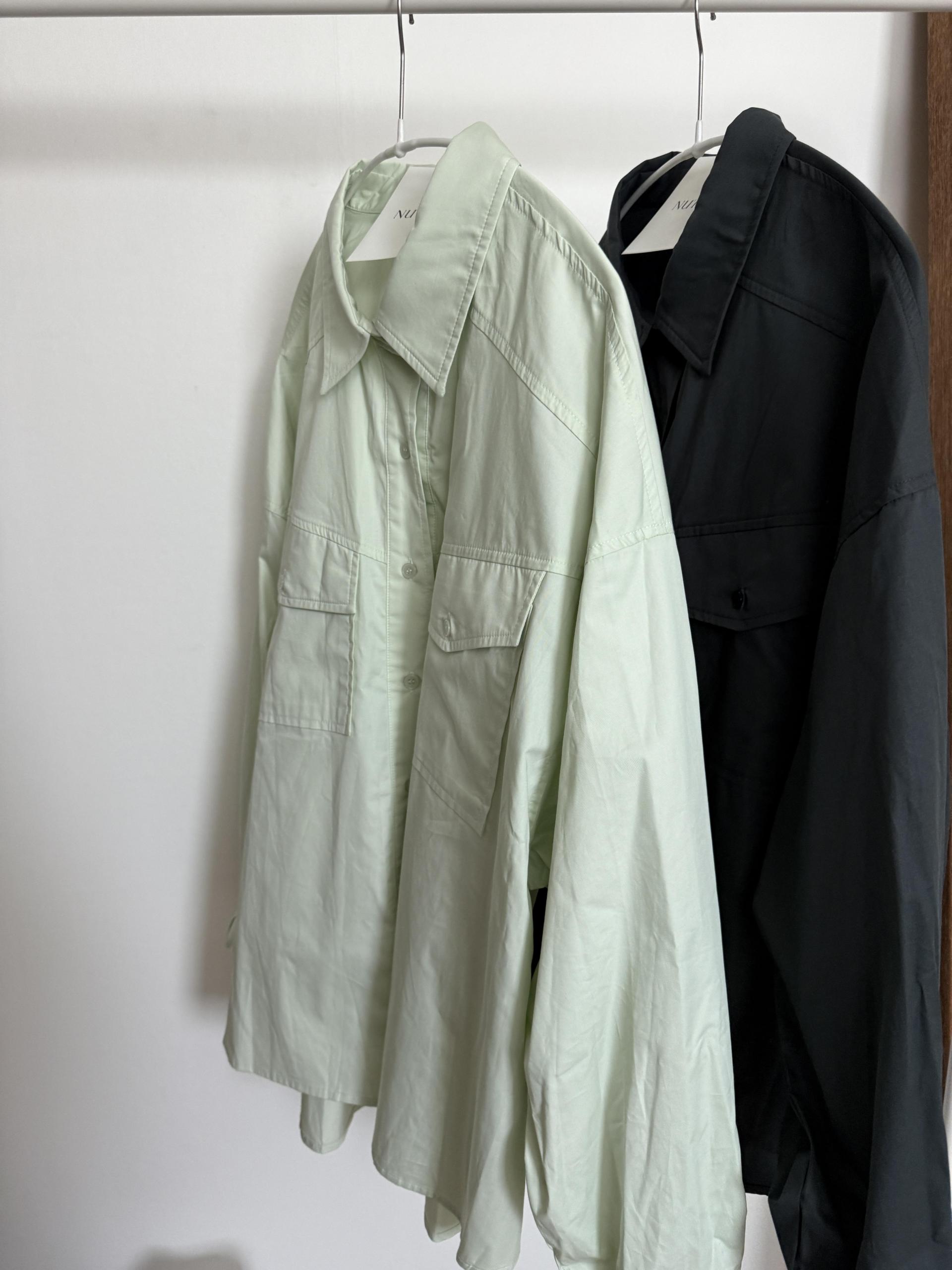 over pocket shirt (mint/charcoal)