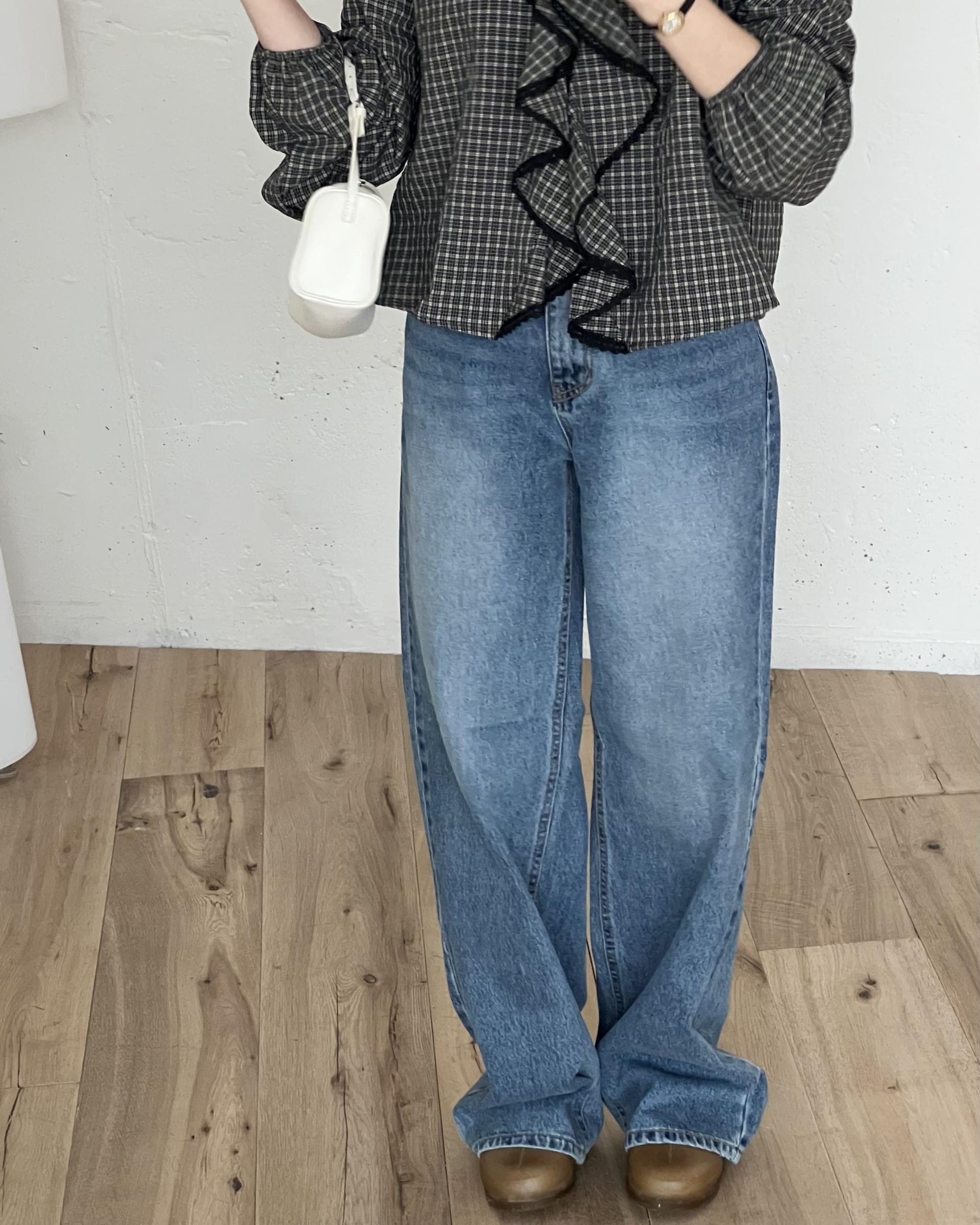 sally frill blouse (check)