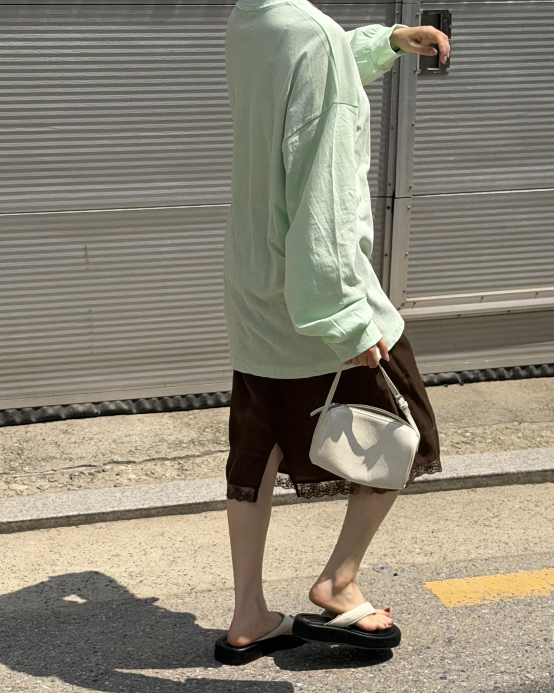 silk lace skirt (mint/brown)
