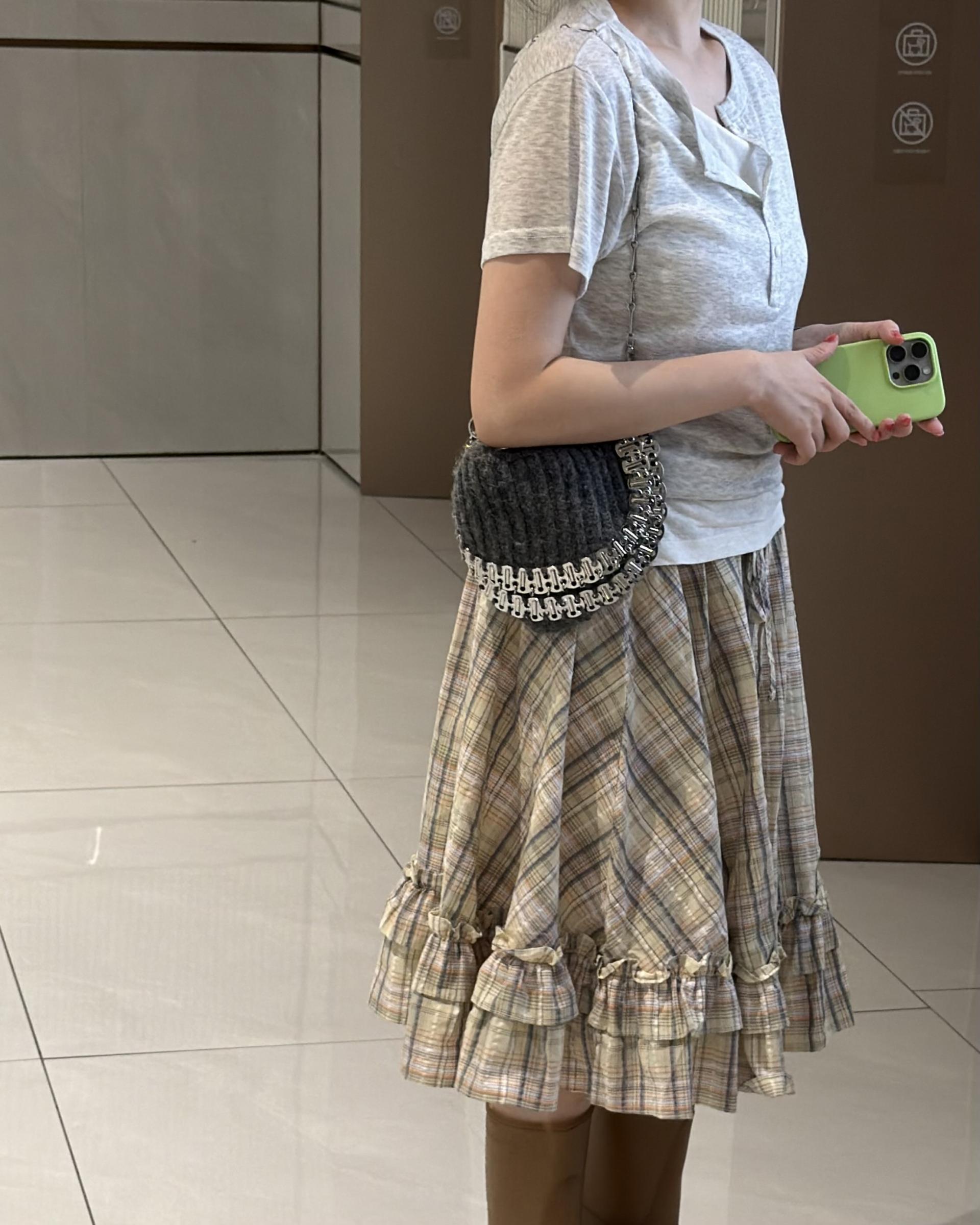 matilda check skirt (right mint/right yellow)