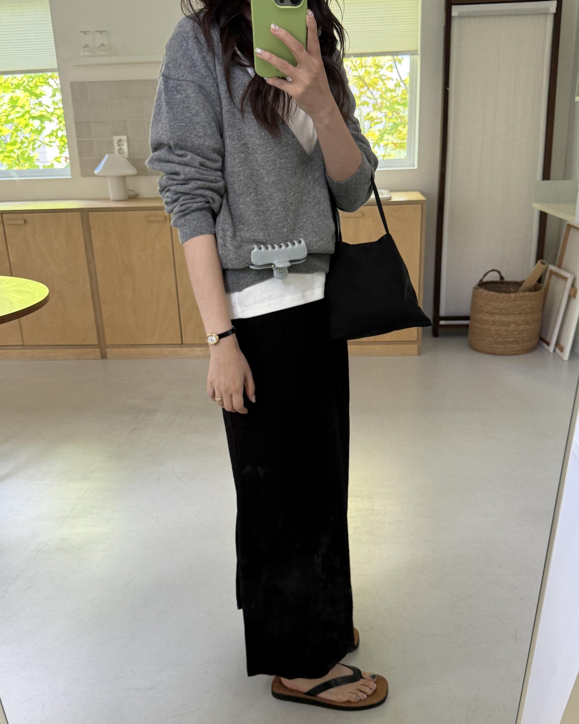 base wrinkle skirt (black/cream)