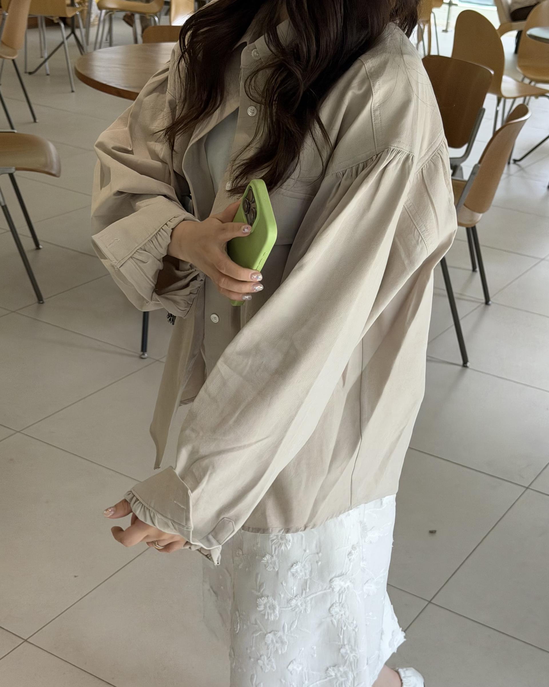 magnet shirring blouse (cream/beige)