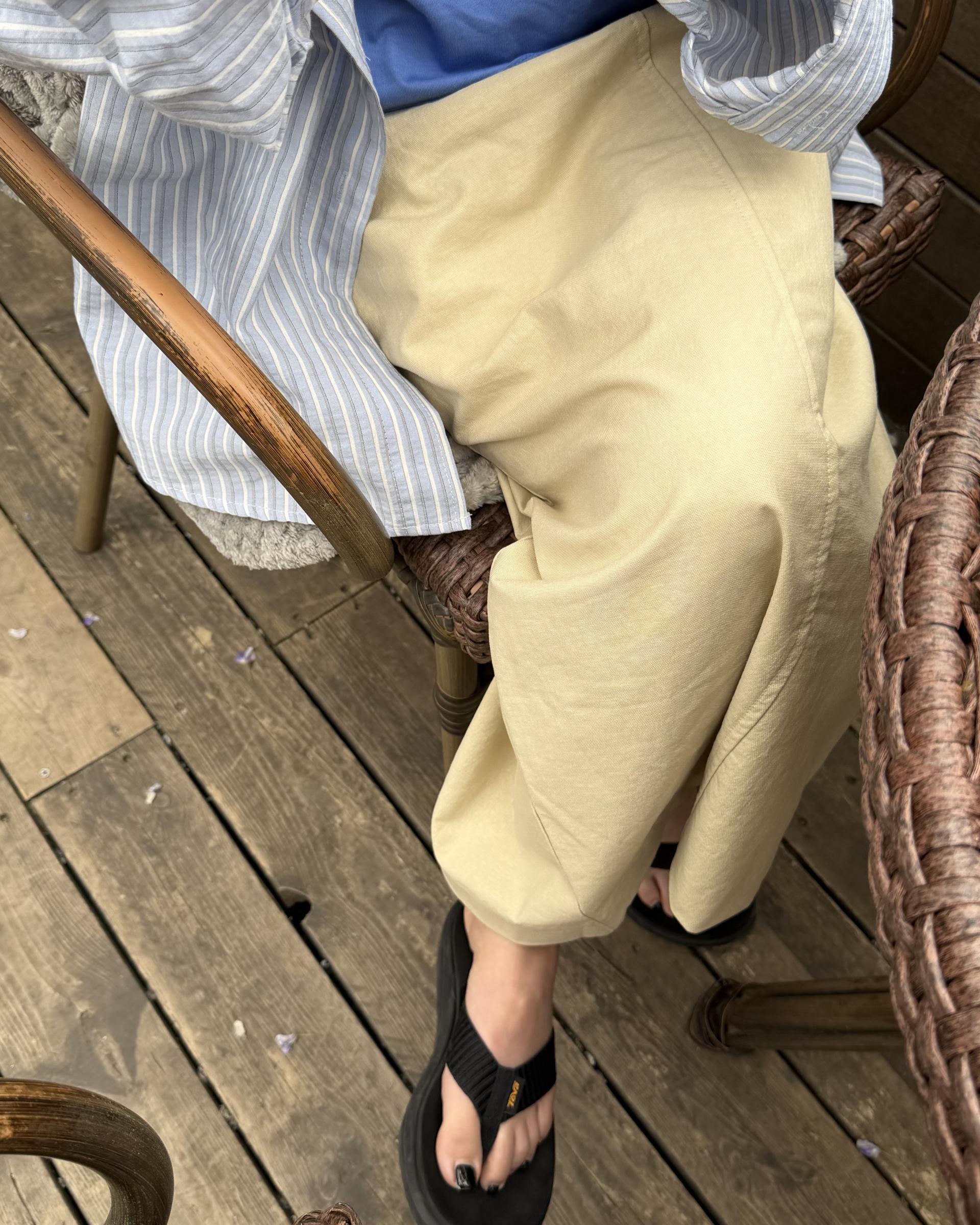 tacit stripe shirt (beige/blue)