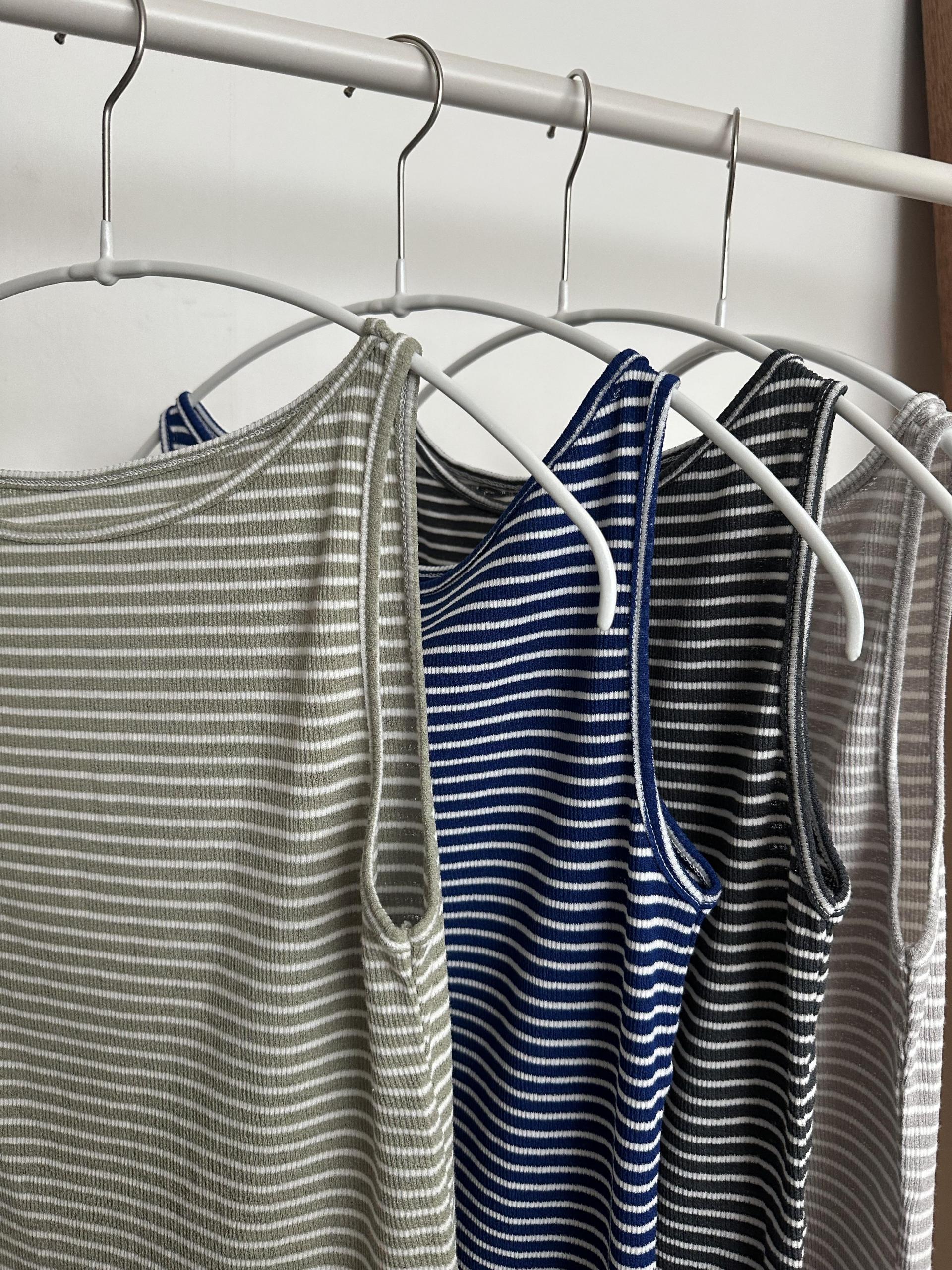 salt stripe sleeveless (blue/charcoal/pale grey/pale khaki)