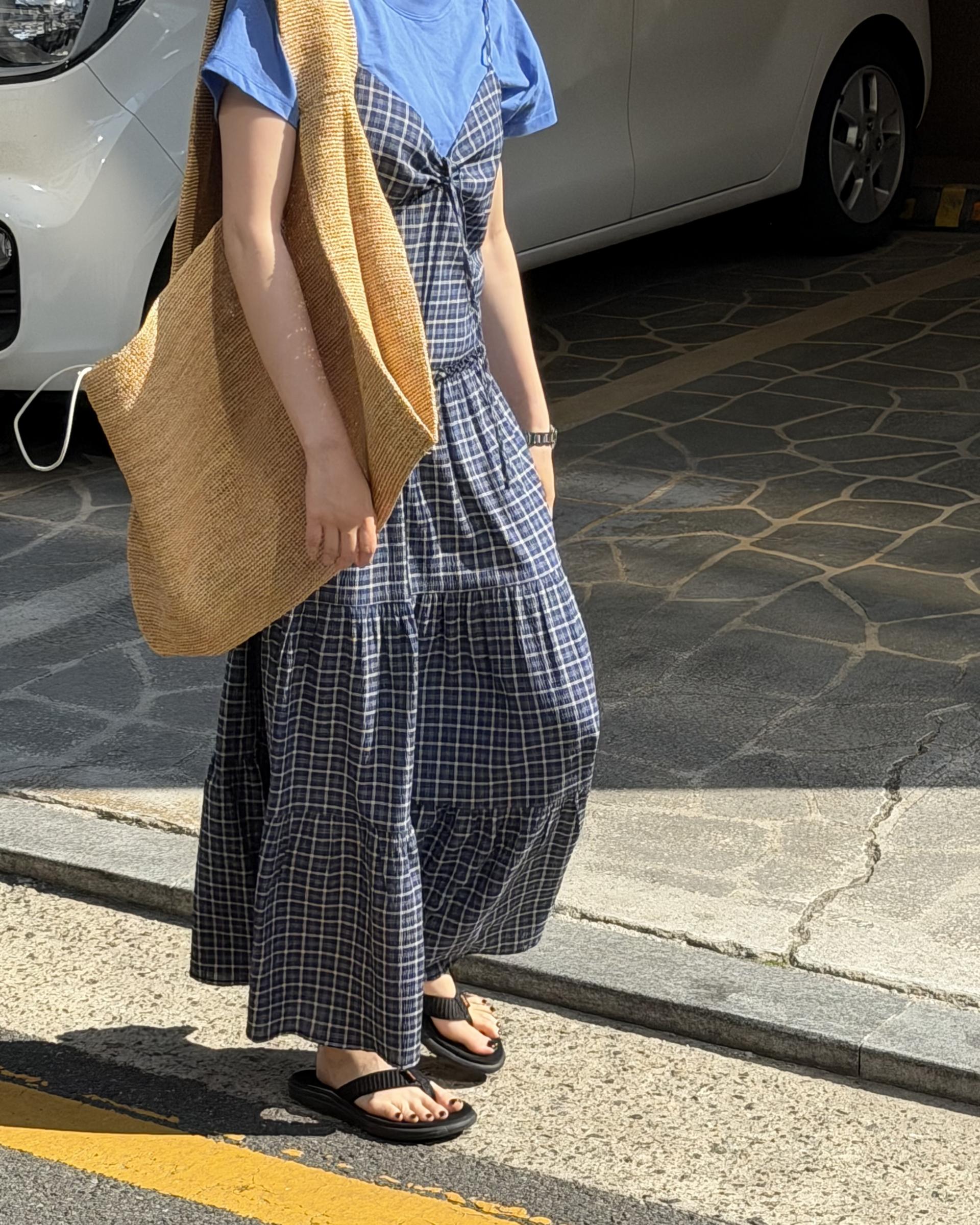 kate check dress (black/blue)