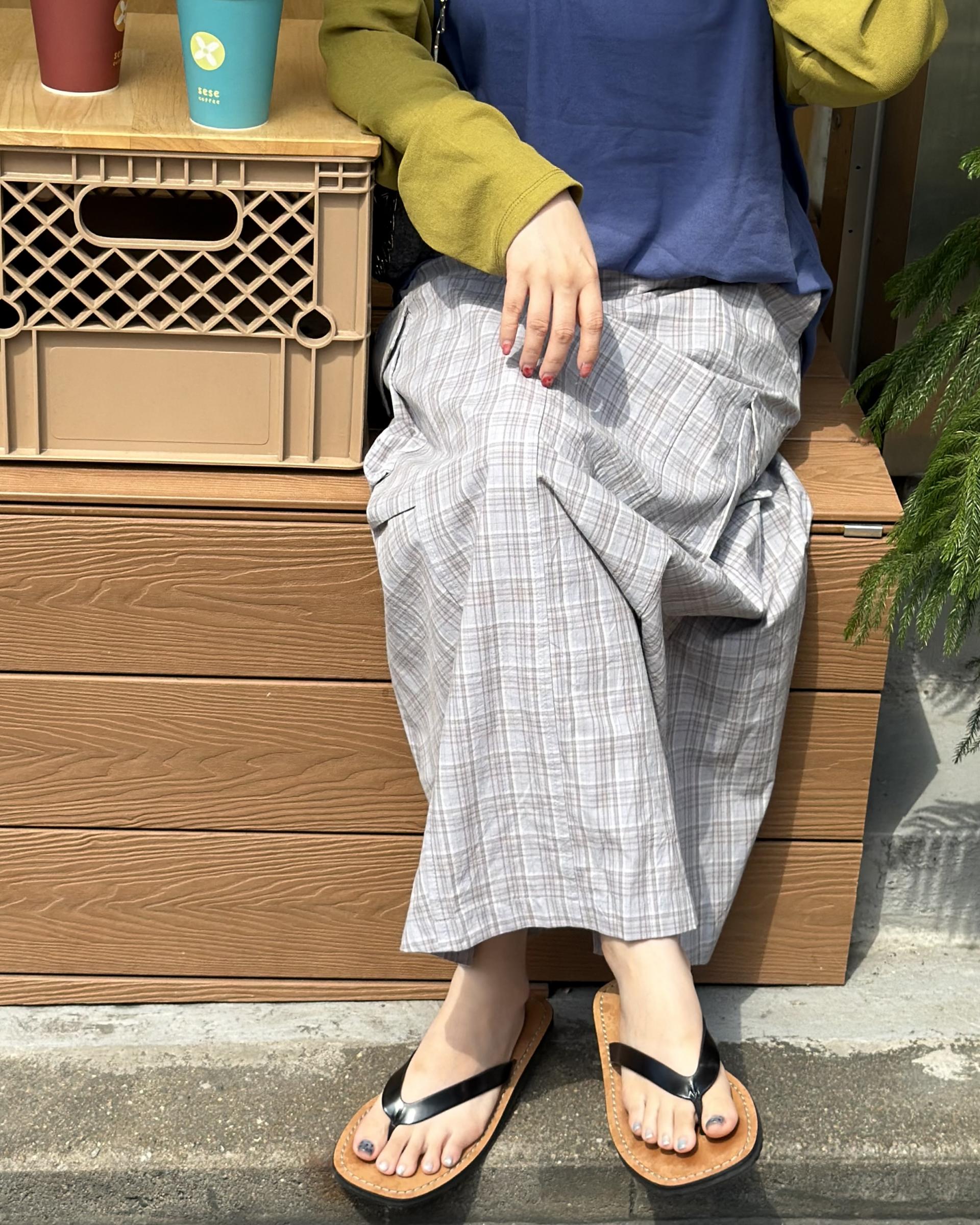 teddy check skirt (grey/navy)