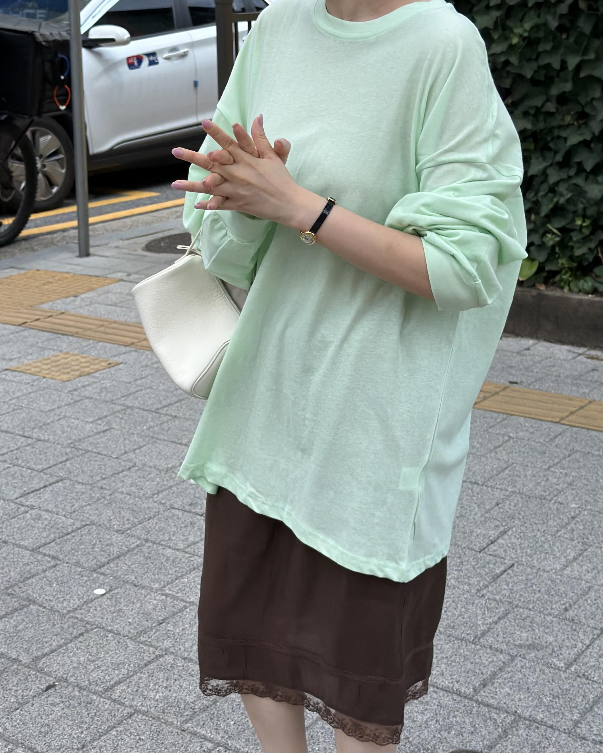 silk lace skirt (mint/brown)