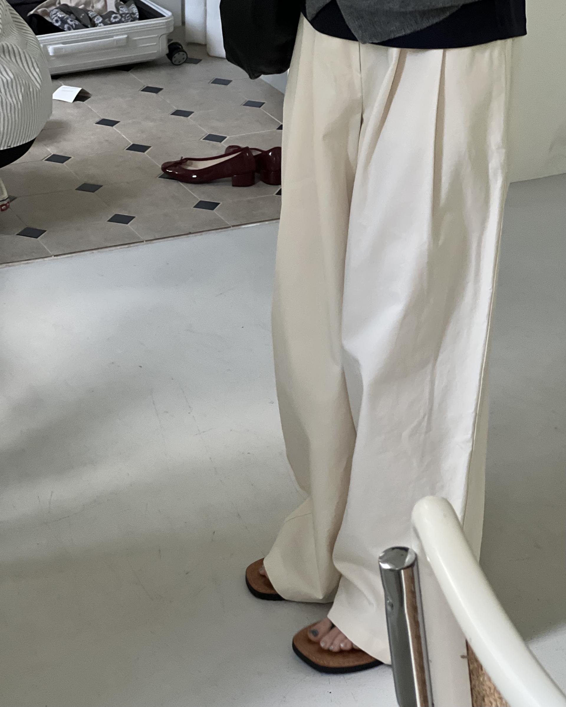 cotton pintuck pants (navy/cream/khaki)