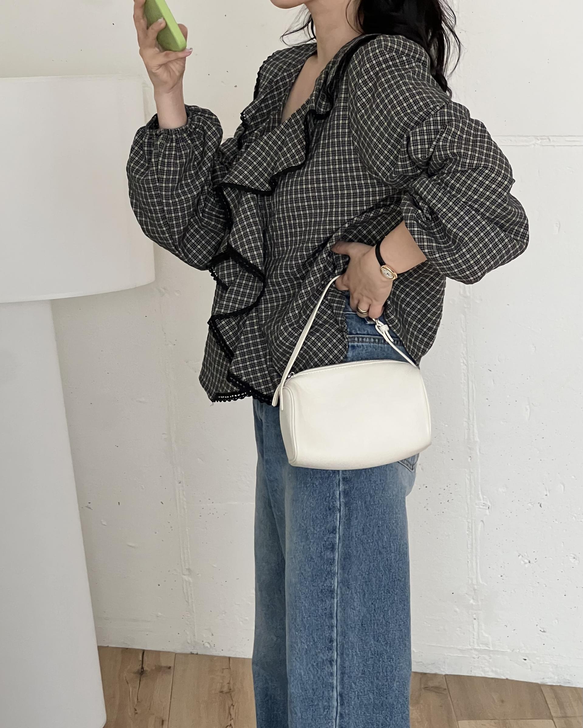sally frill blouse (check)