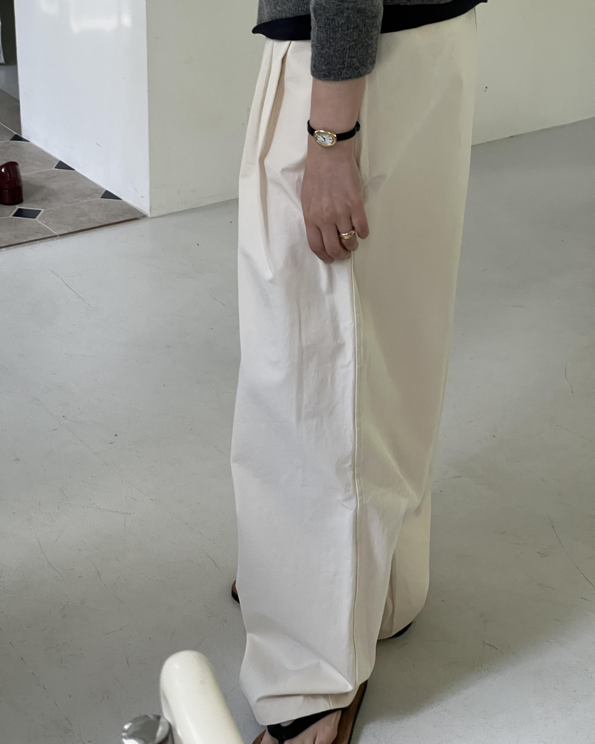cotton pintuck pants (navy/cream/khaki)