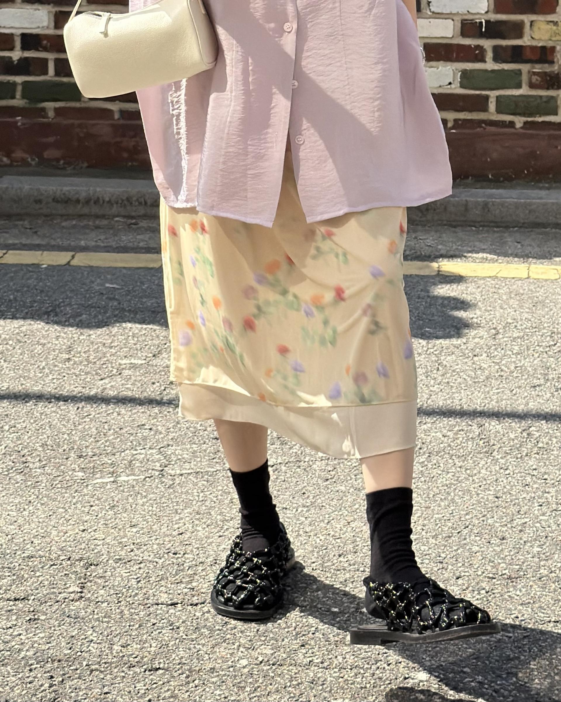 bong bong skirt (beige/black)