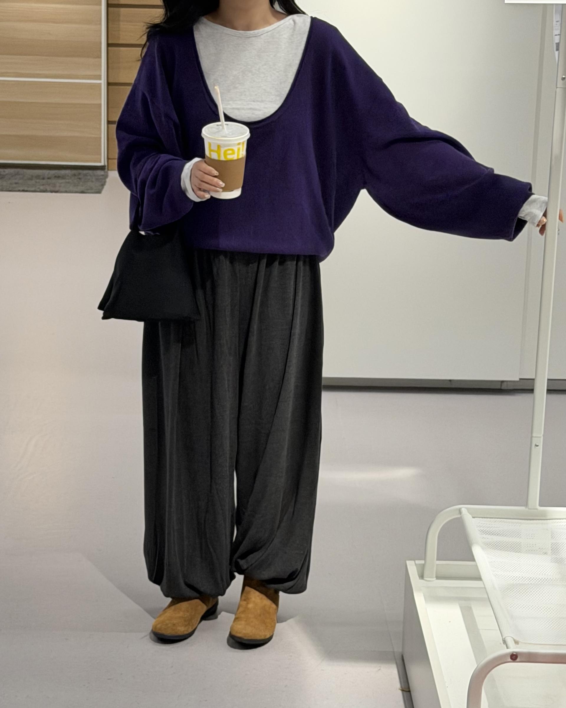fuego u-neck knit (purple/charcoal/blue)