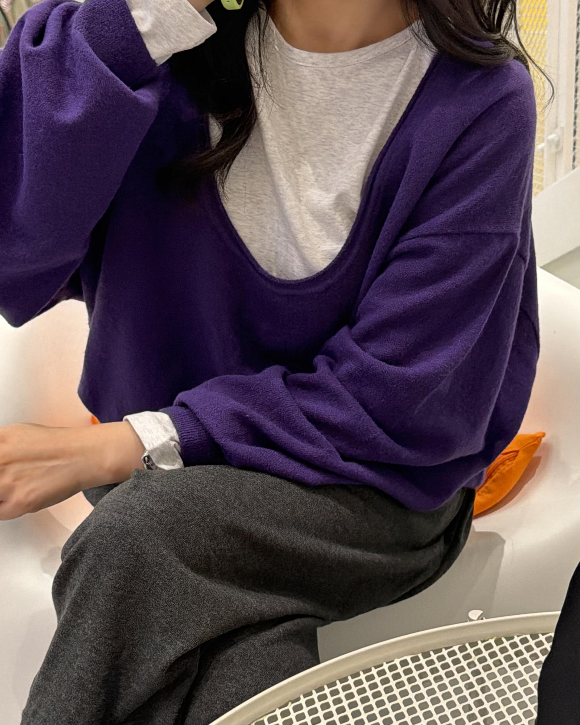 fuego u-neck knit (purple/charcoal/blue)