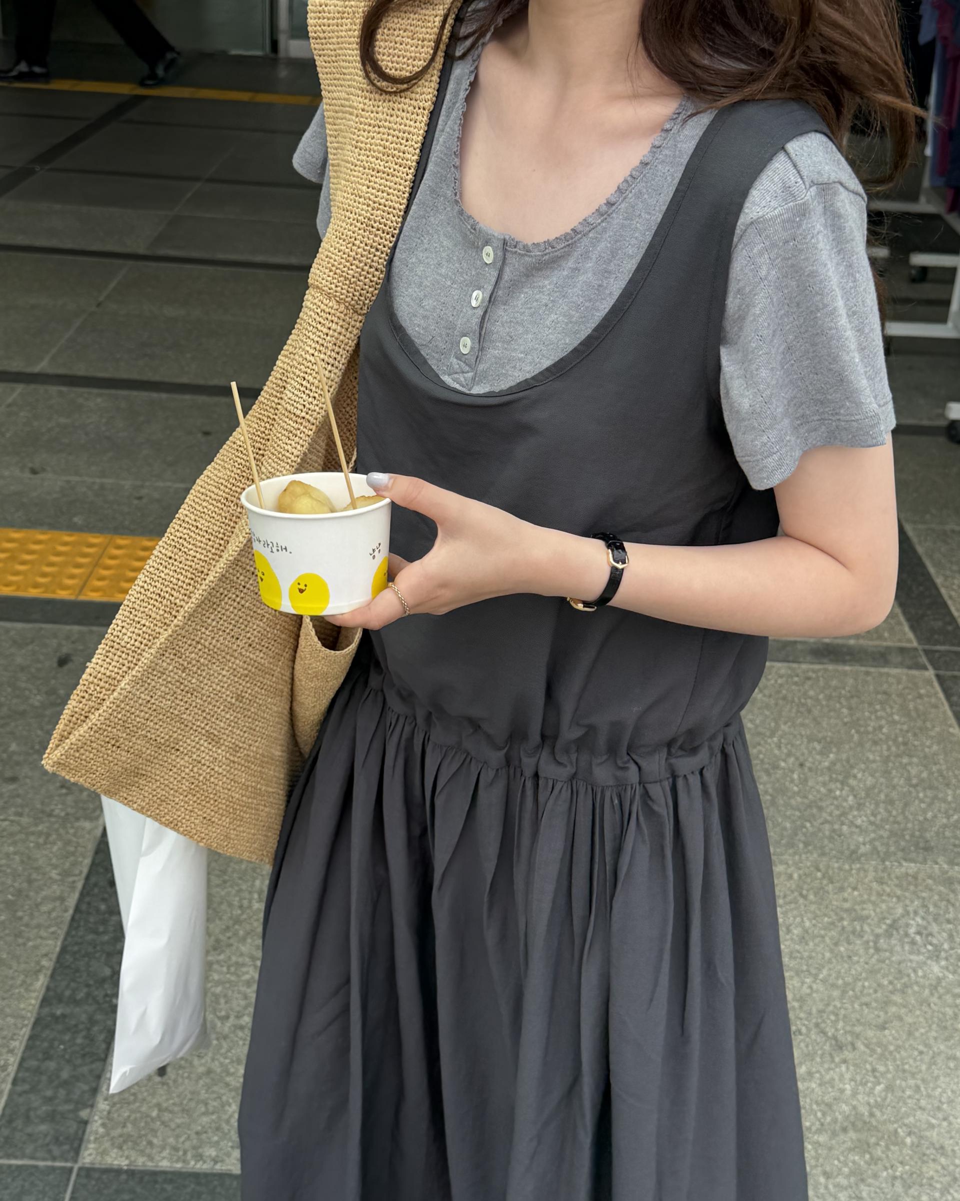 oatmeal dress (charcoal/cream)