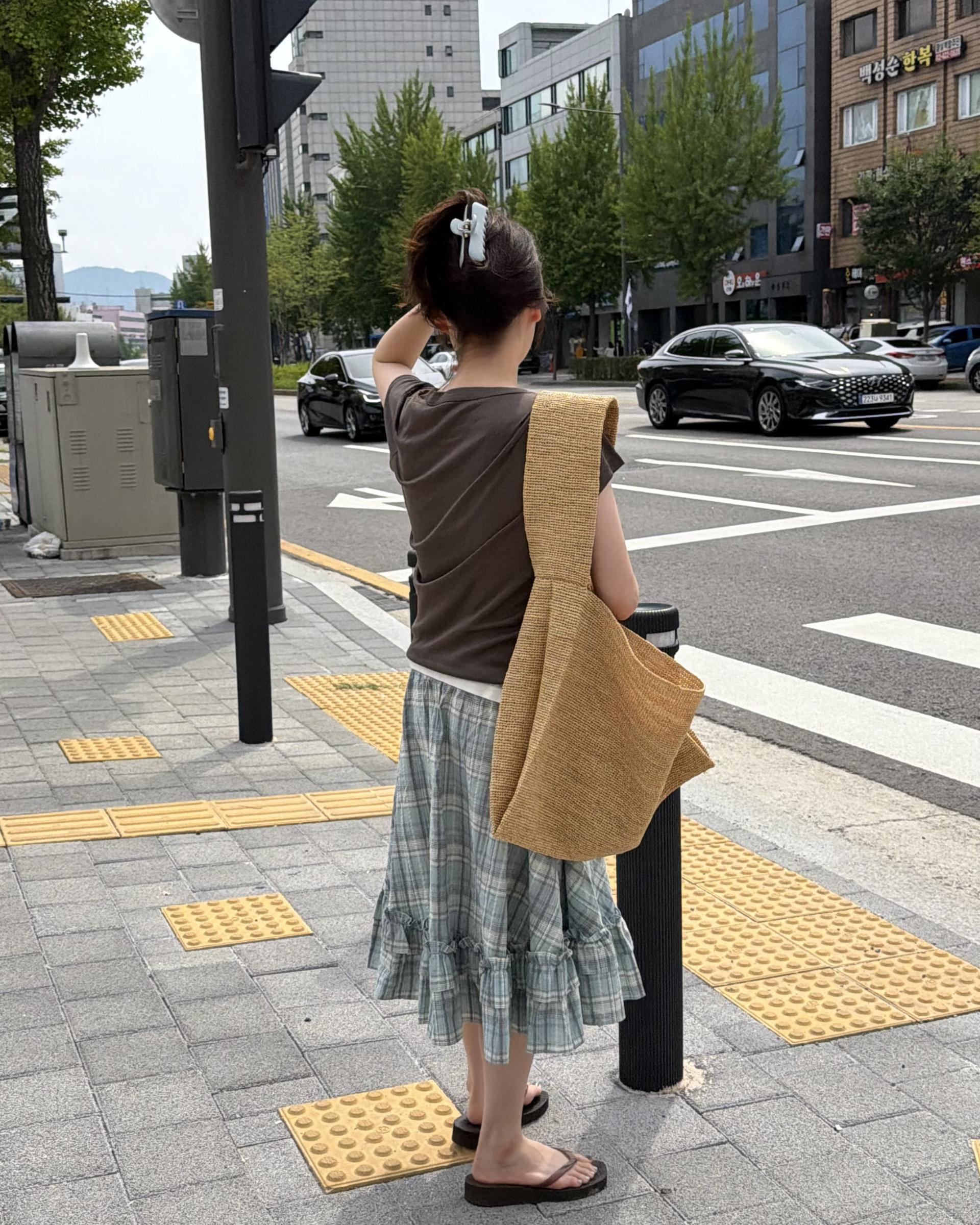 matilda check skirt (right mint/right yellow)