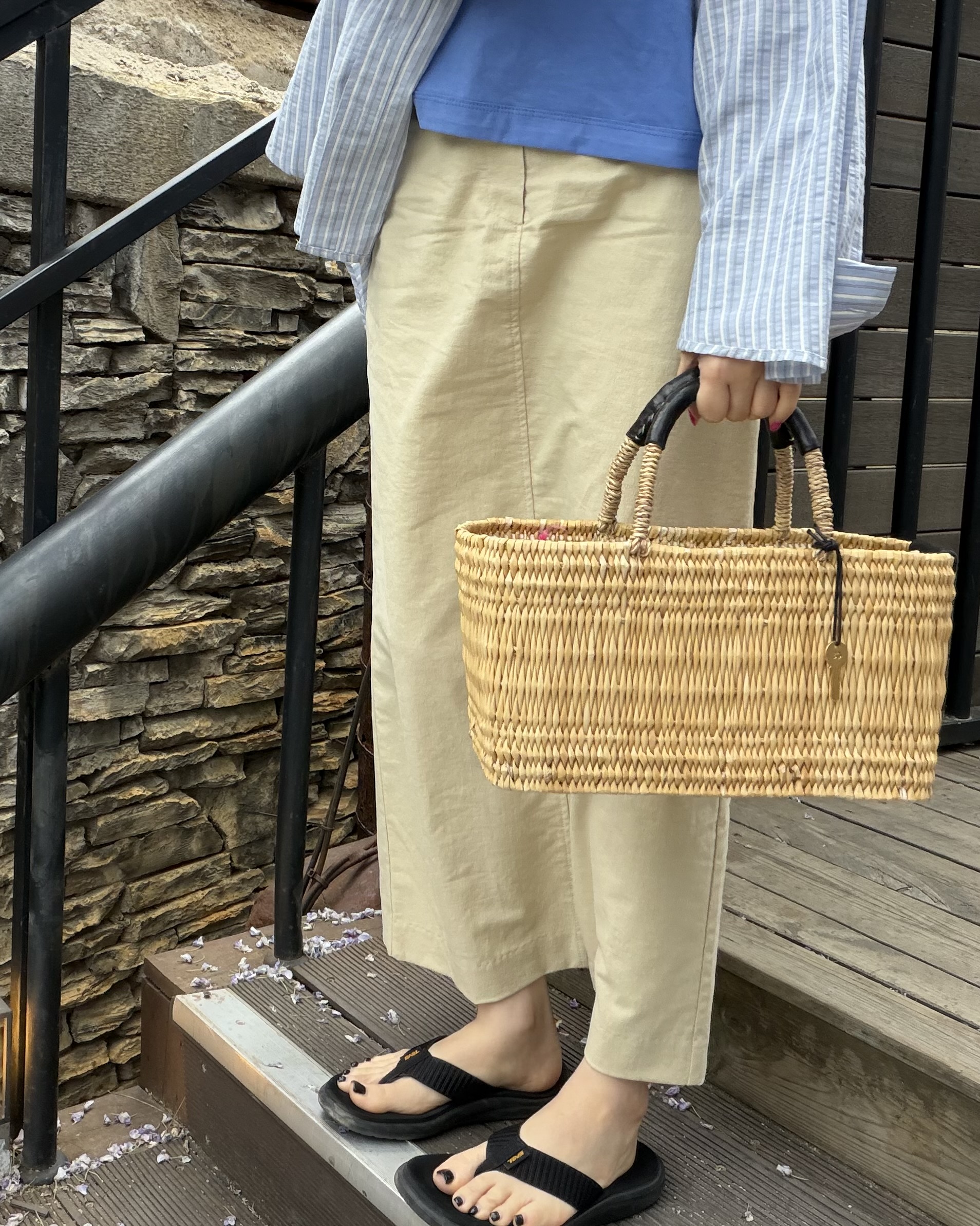 tacit stripe shirt (beige/blue)