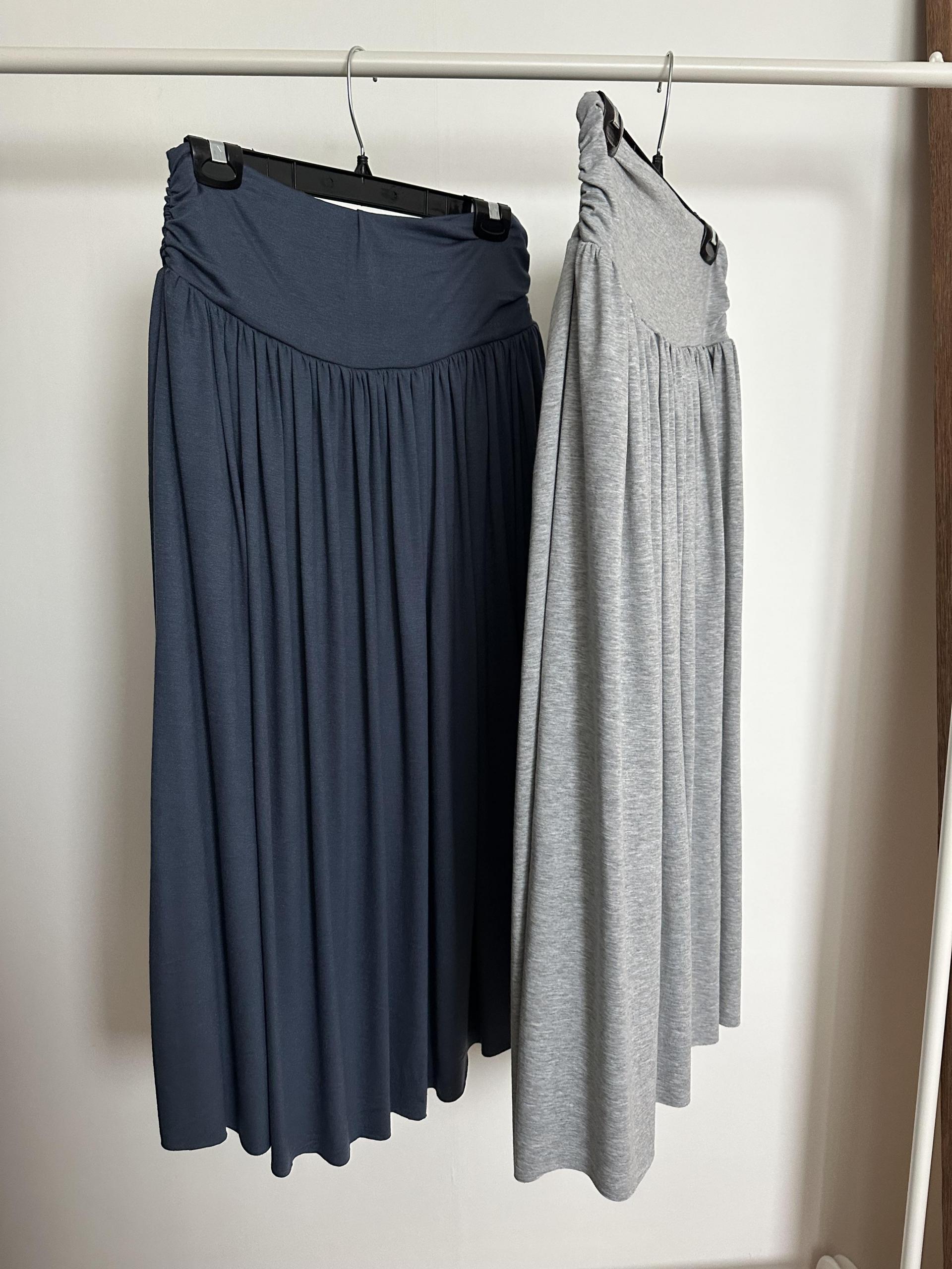 make shirring skirt (navy/grey)