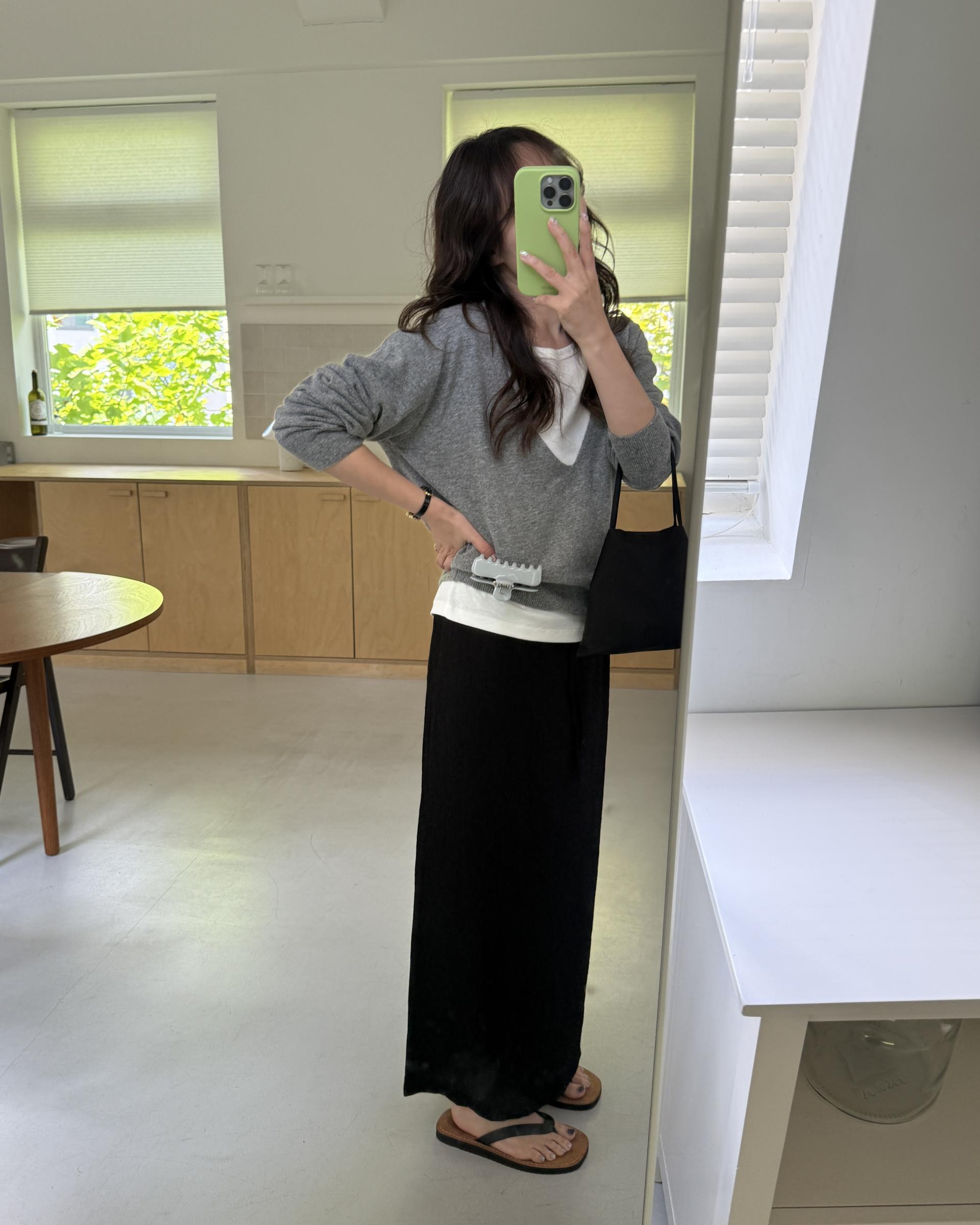 base wrinkle skirt (black/cream)
